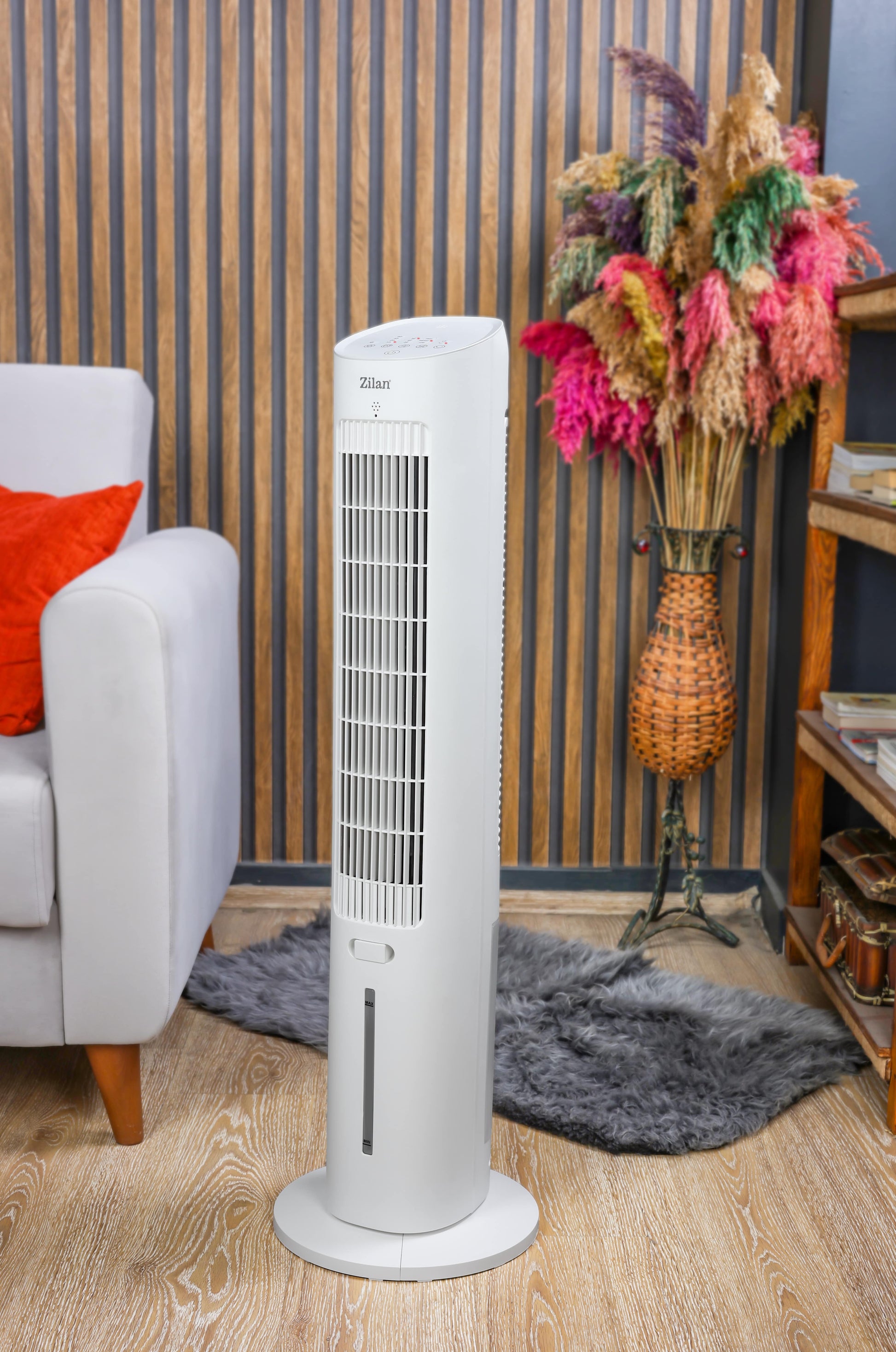 Ventilator Zilan ZLN1030 tip turn, capacitate 3L apa, control prin Touch, 3 trepte de viteza, Timer 12h