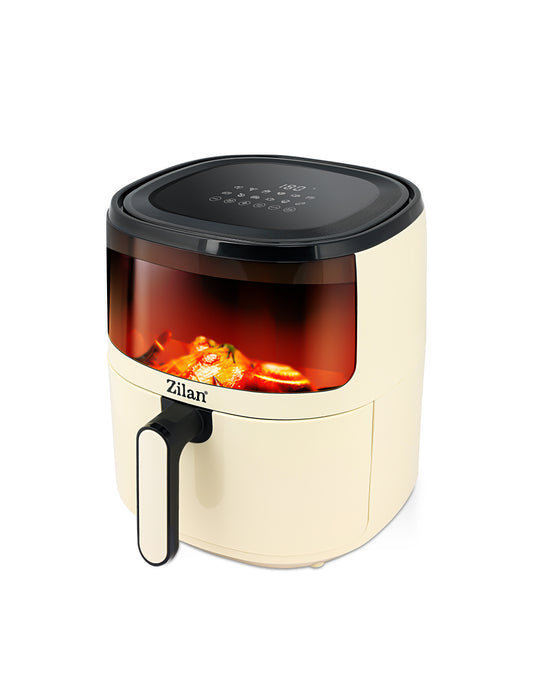 Friteuza Zilan ZLN9984 tip air fryer, 1500W, capacitate 5L, temperatura maxima 200 grade, Crem