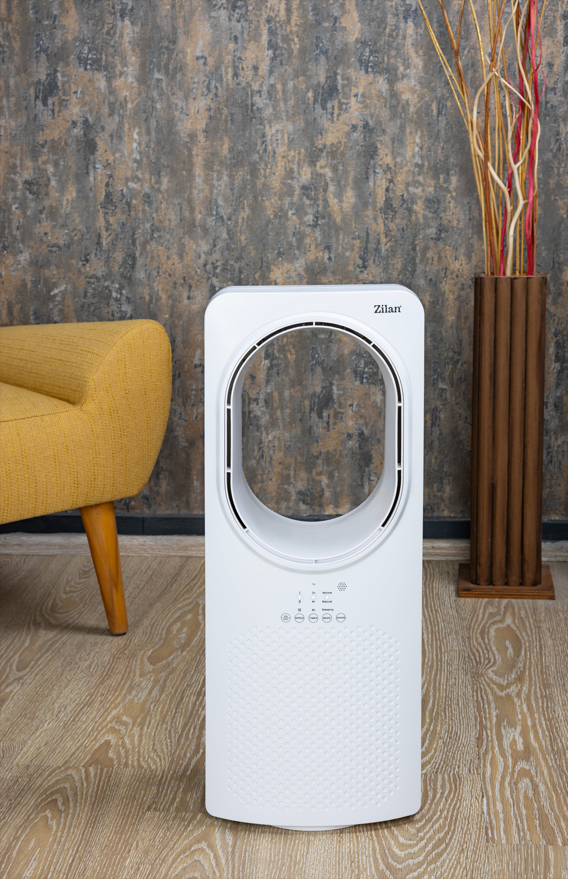 Ventilator fara palete Zilan ZLN1078, 50W, Timer, 3 trepte de viteza, 3 moduri presetate