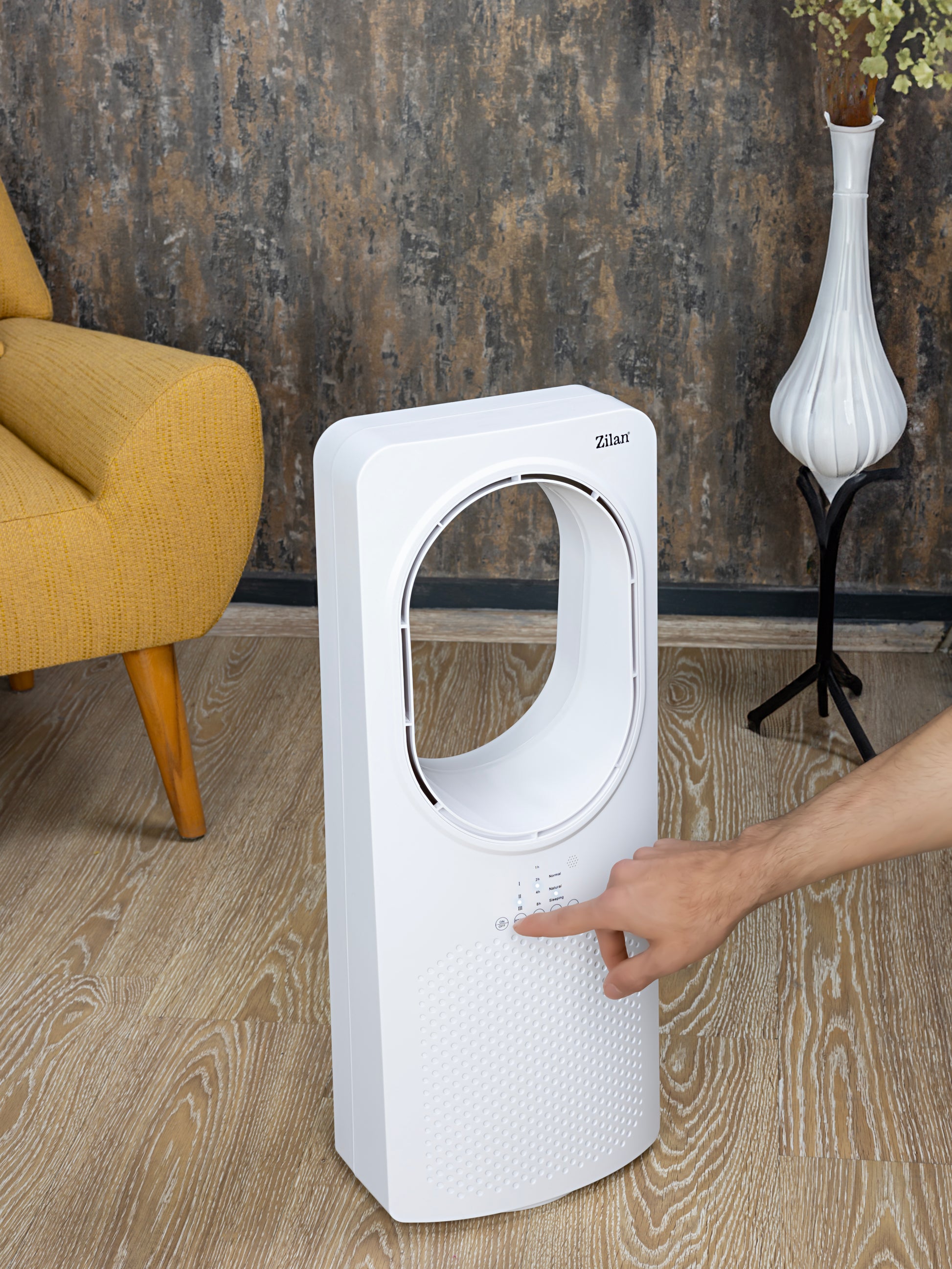 Ventilator fara palete Zilan ZLN1078, 50W, Timer, 3 trepte de viteza, 3 moduri presetate