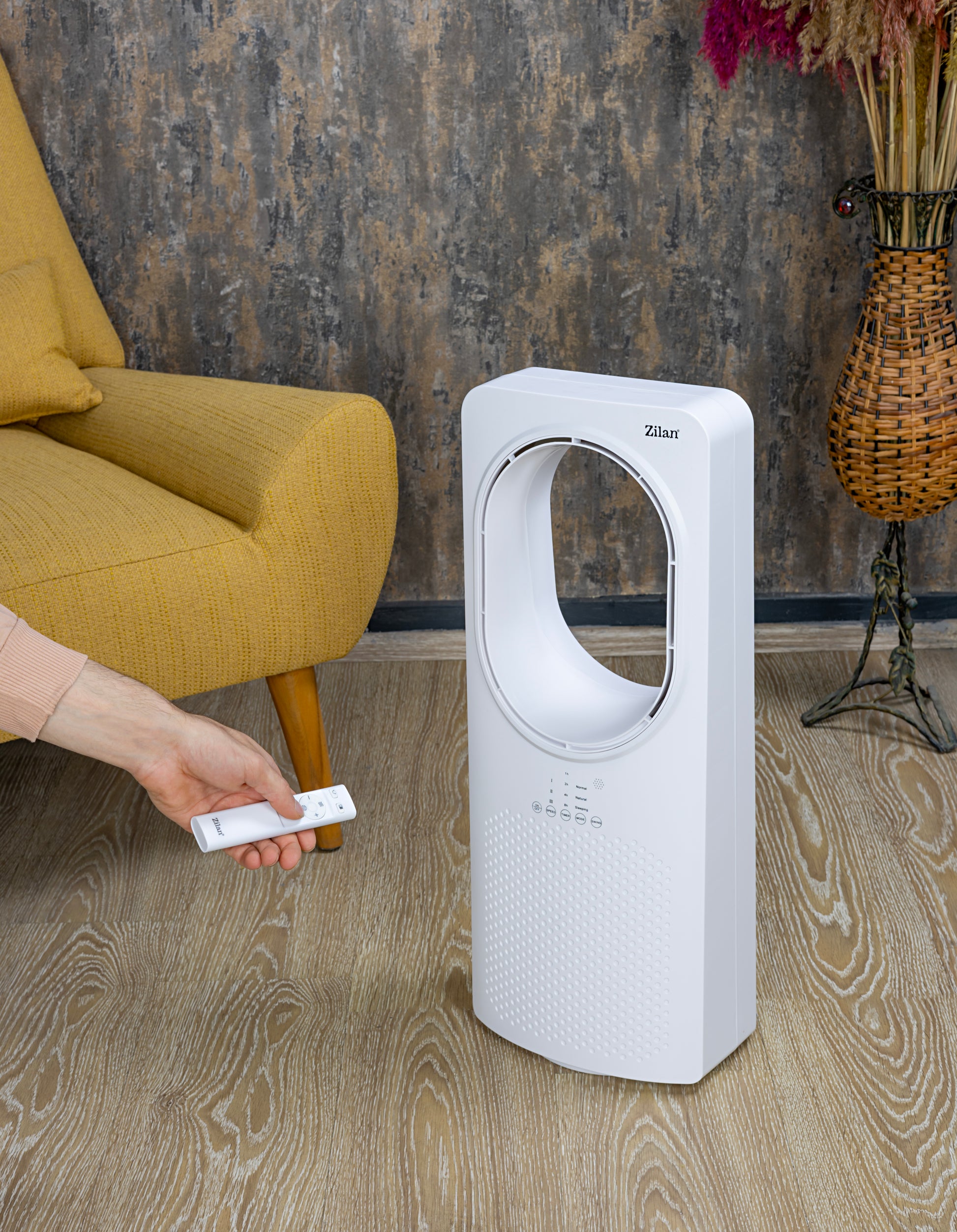 Ventilator fara palete Zilan ZLN1078, 50W, Timer, 3 trepte de viteza, 3 moduri presetate