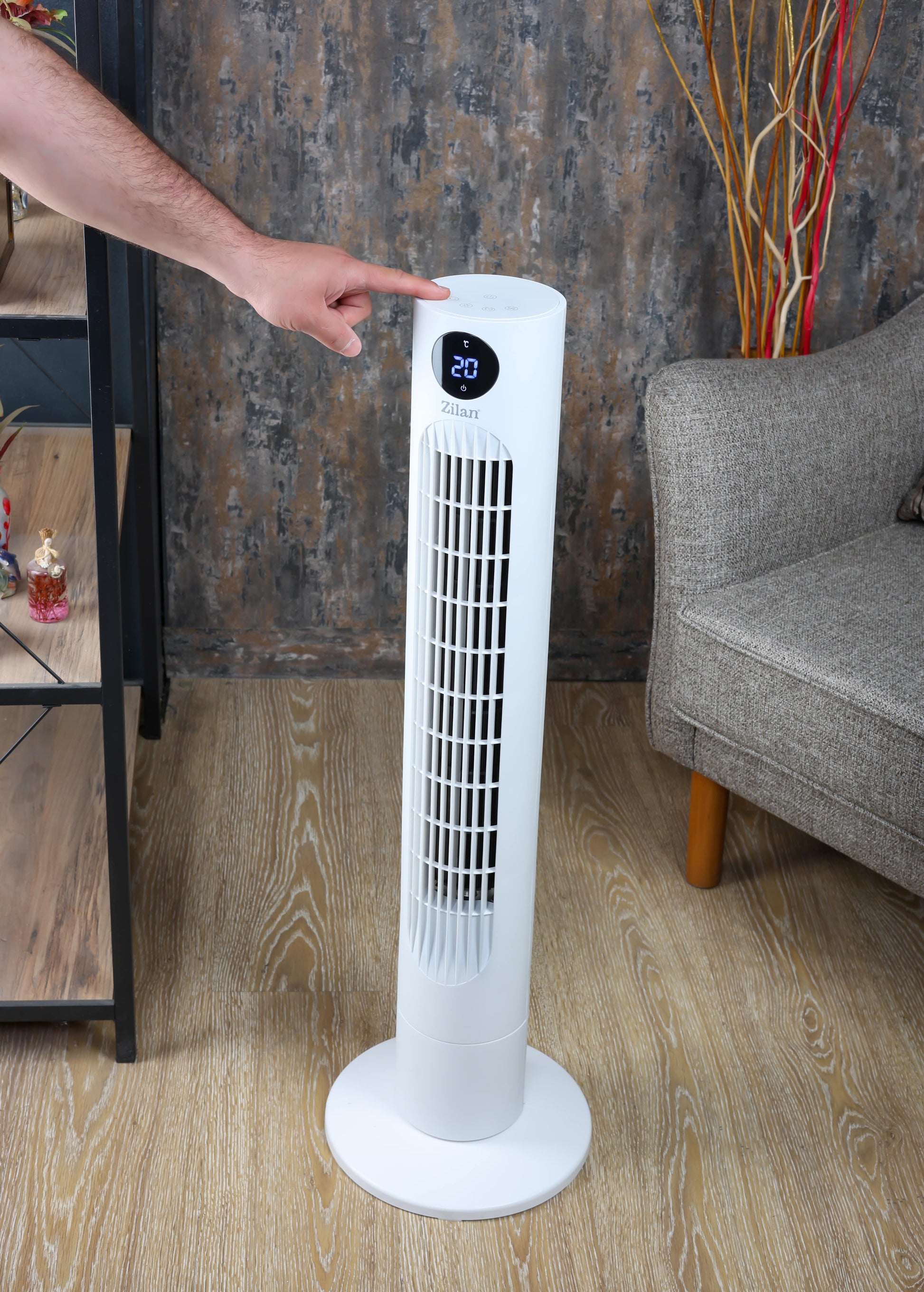 Ventilator turn Zilan ZLN1023, display LED, Timer, 3 trepte de viteza, 3 moduri presetate, 60W