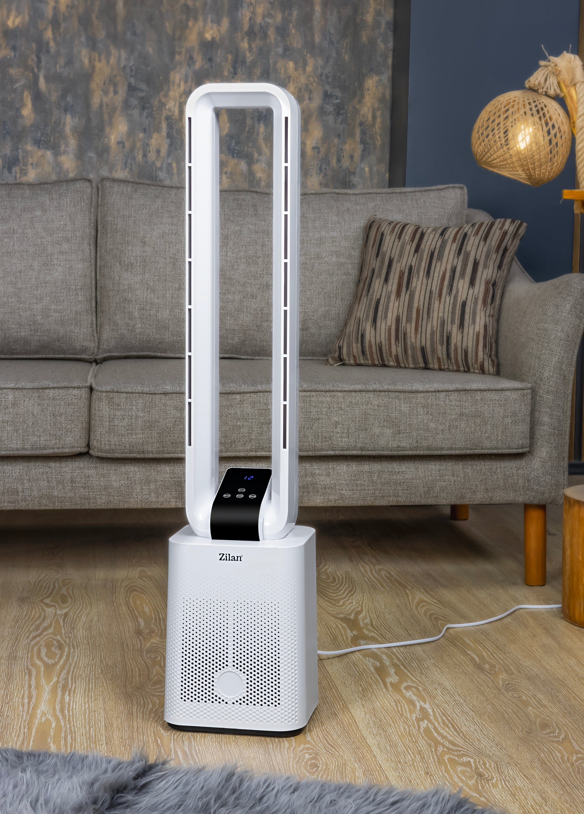Ventilator turn Zilan ZLN1085 fara palete, Timer, Display LED, Telecomanda, 50W