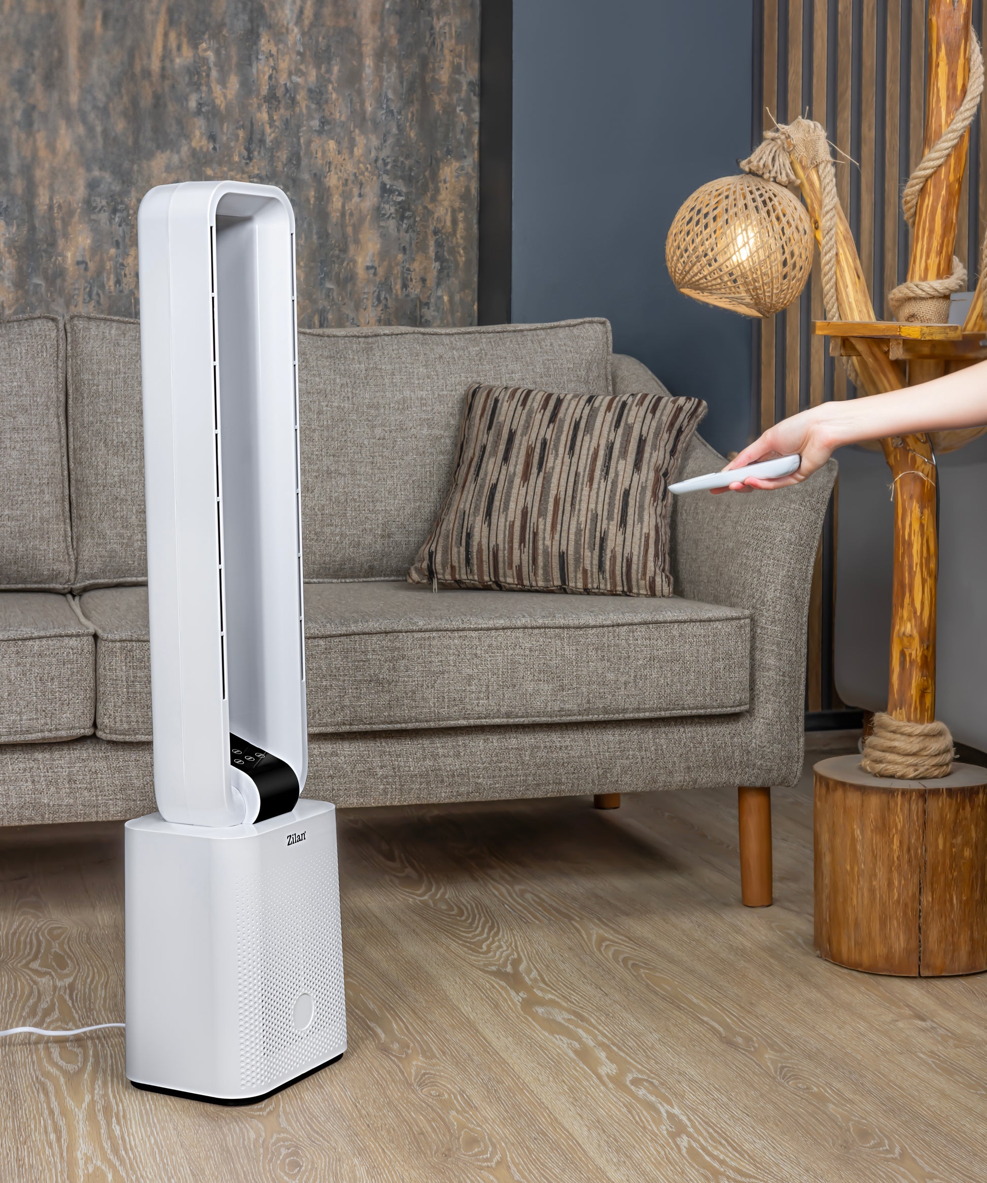 Ventilator turn Zilan ZLN1085 fara palete, Timer, Display LED, Telecomanda, 50W