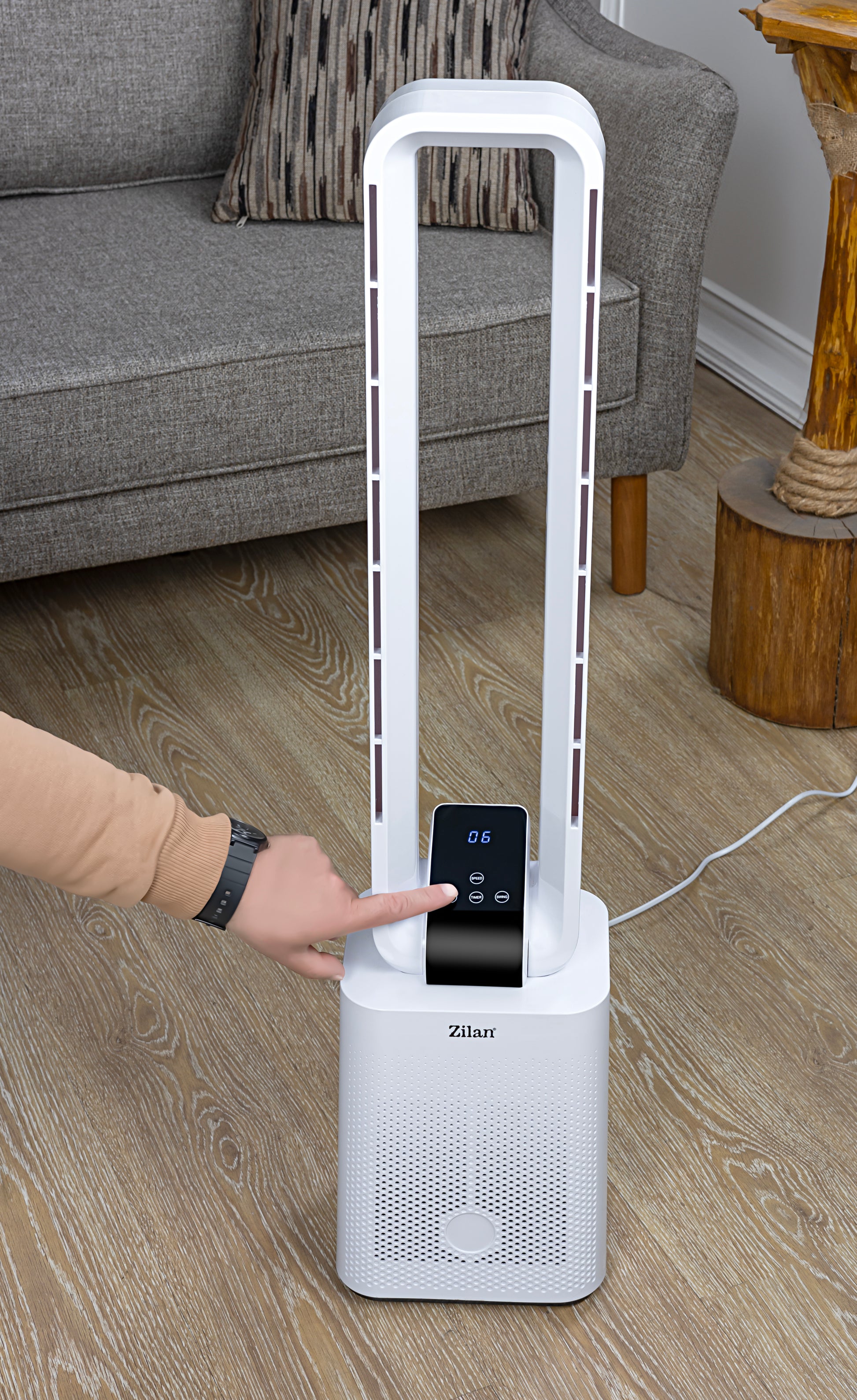 Ventilator turn Zilan ZLN1085 fara palete, Timer, Display LED, Telecomanda, 50W