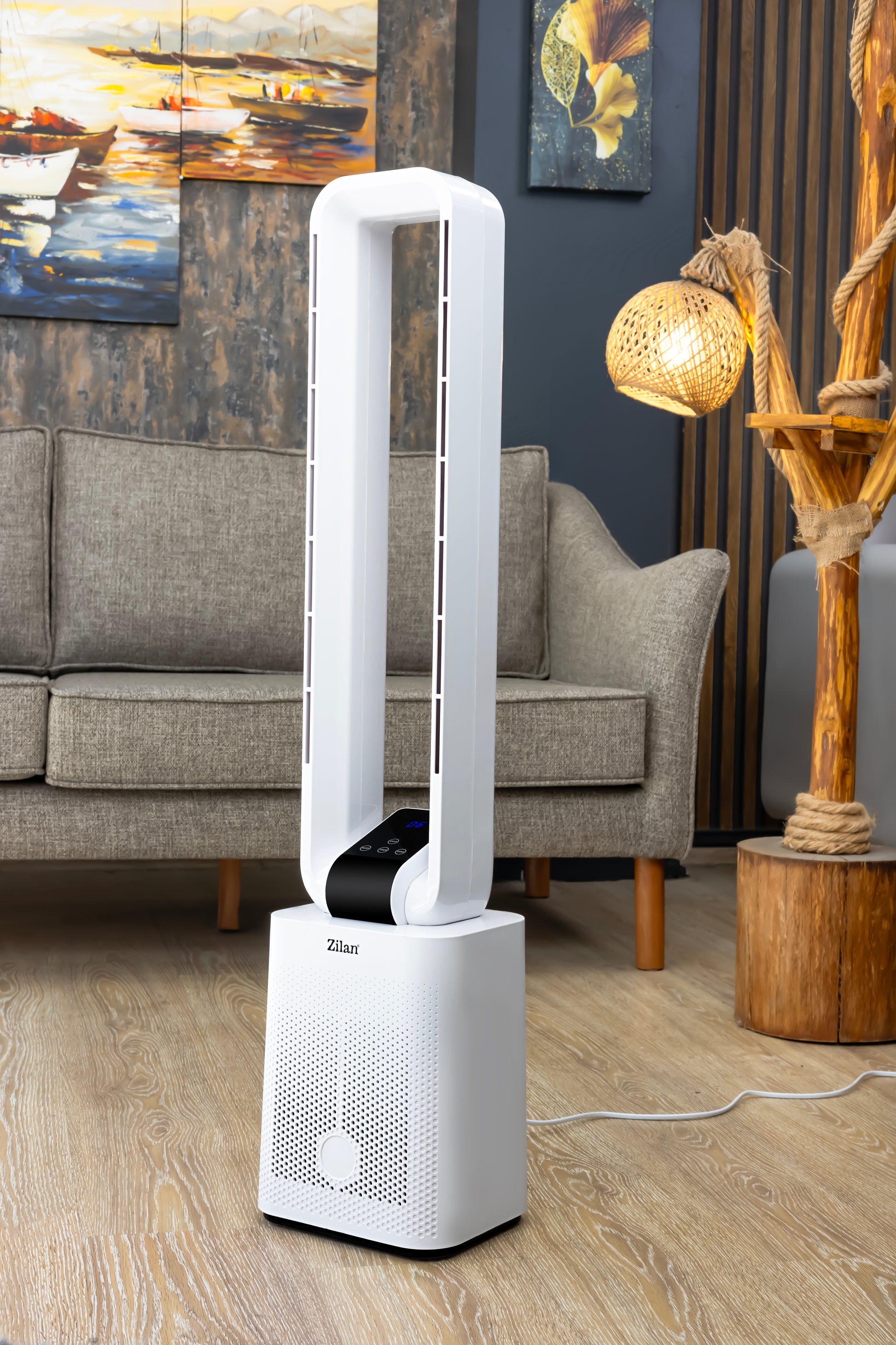 Ventilator turn Zilan ZLN1085 fara palete, Timer, Display LED, Telecomanda, 50W