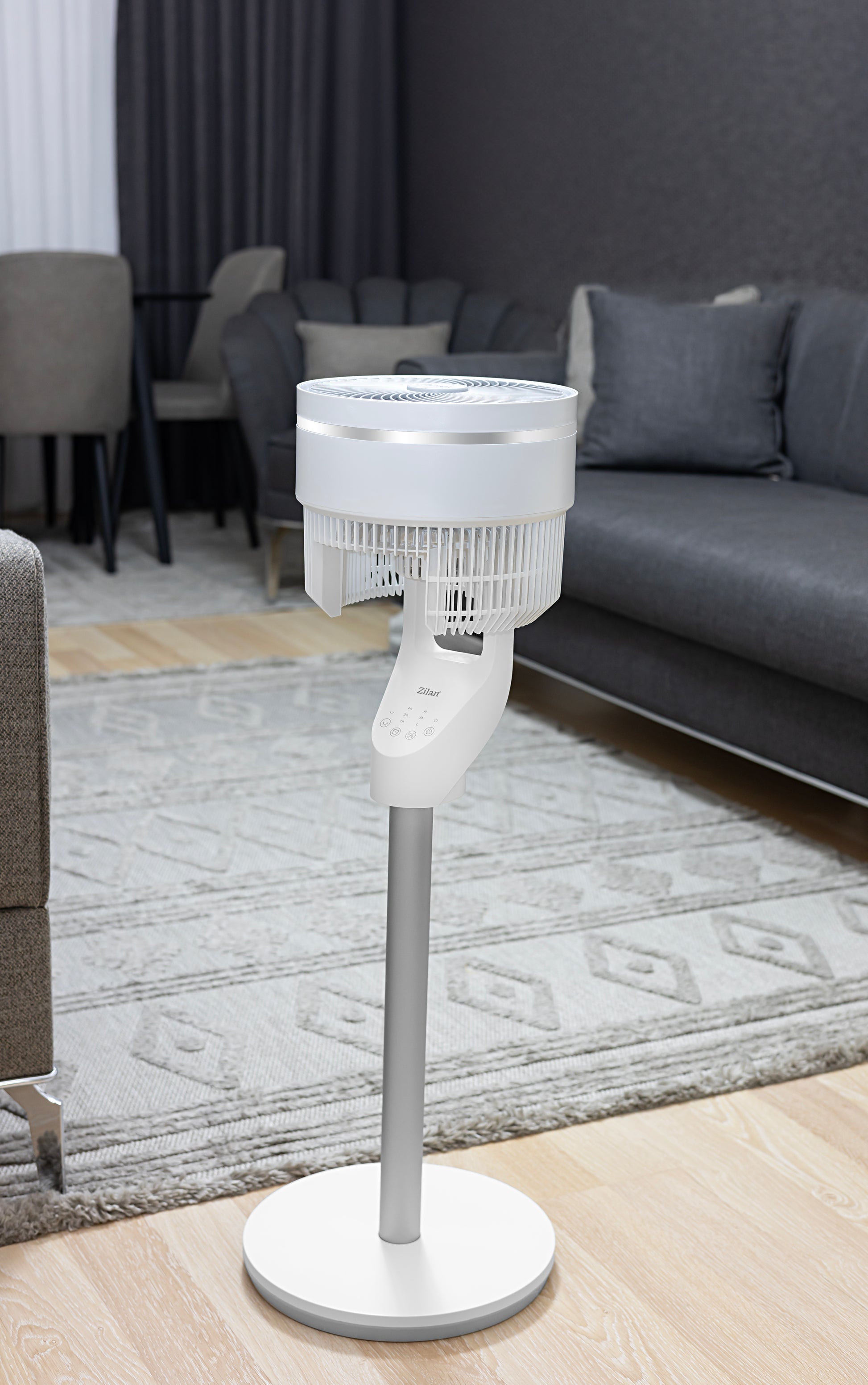 Circulator de aer Zilan ZLN1016, 3 trepte de viteza, 3 moduri presetate, motor AC, Oscilatie, Timer, 60W