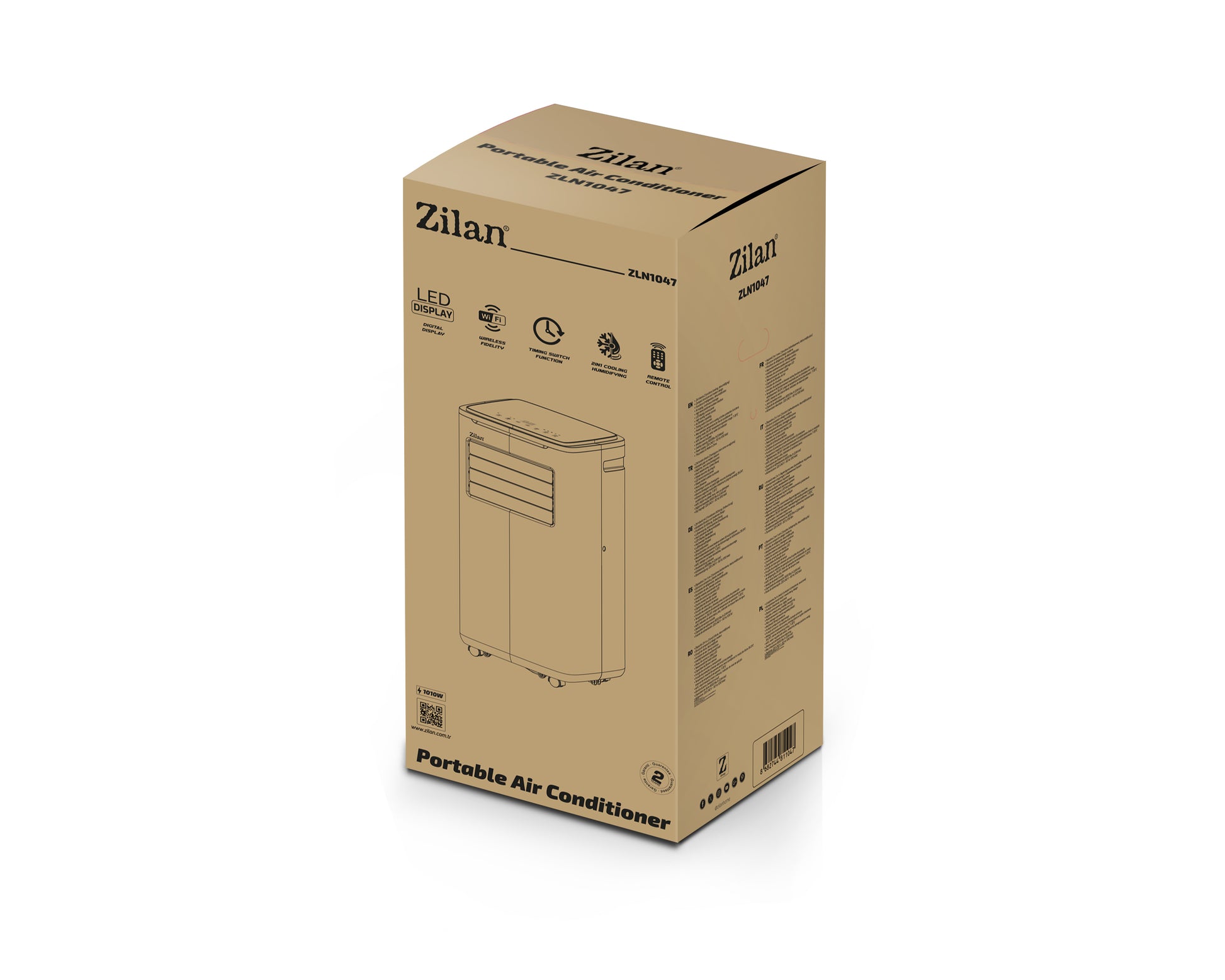 Aer conditionat mobil Zilan ZLN1047 3 in 1, 9000Btu/h, Timer, Display LED, temperatura 7-35 grade C