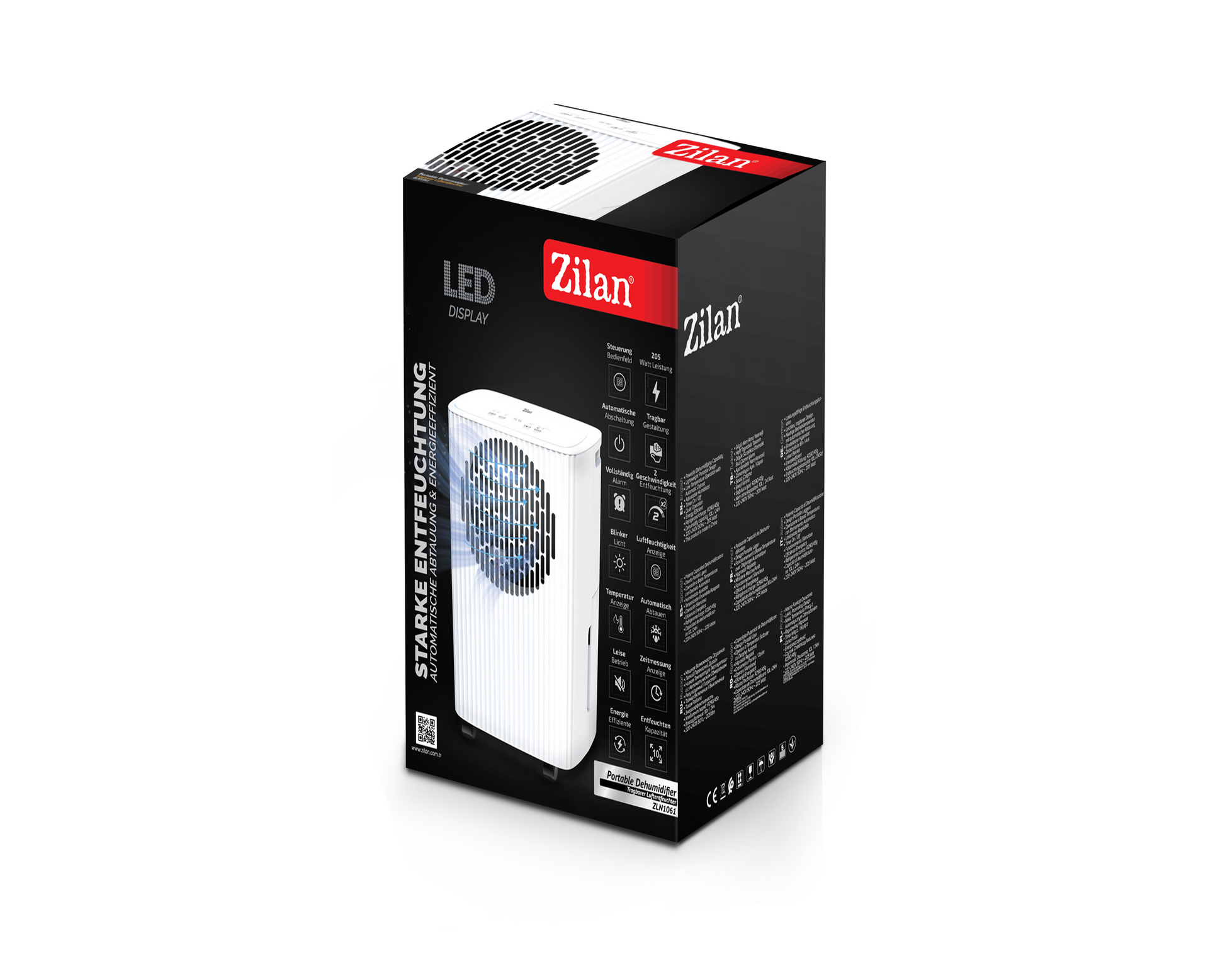Dezumidificator aer Zilan ZLN1061, Timer, capacitate 10L la 24 de ore, Humidistat reglabil