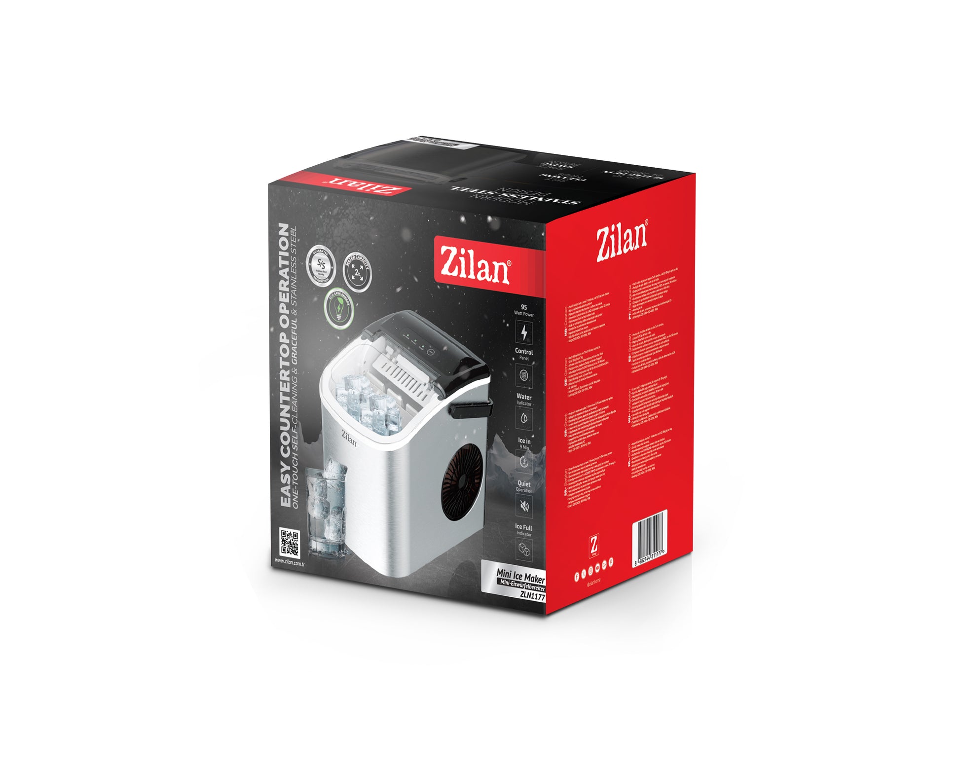 Masina de facut gheata Zilan ZLN1177, 12-15 kg de gheata pe zi, otel inoxidabil, 95W