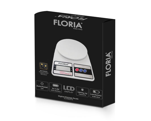 Cantar de bucatarie digital Floria ZLN9075, Capacitate 2g-10.000g, Display LCD, Maxim 10kg