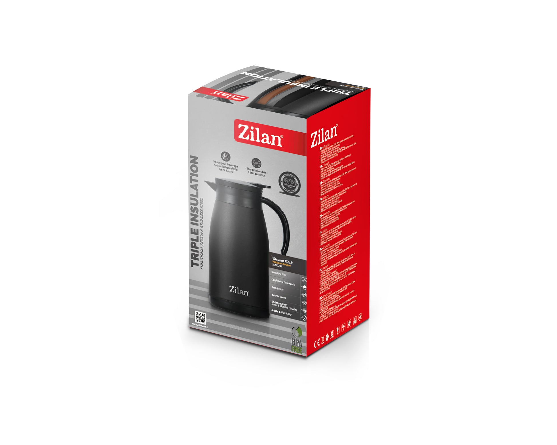 Termos Zilan ZLN0767 din inox, capacitate 1L, metine rece pana la 24 ore si cald pana la 18 ore