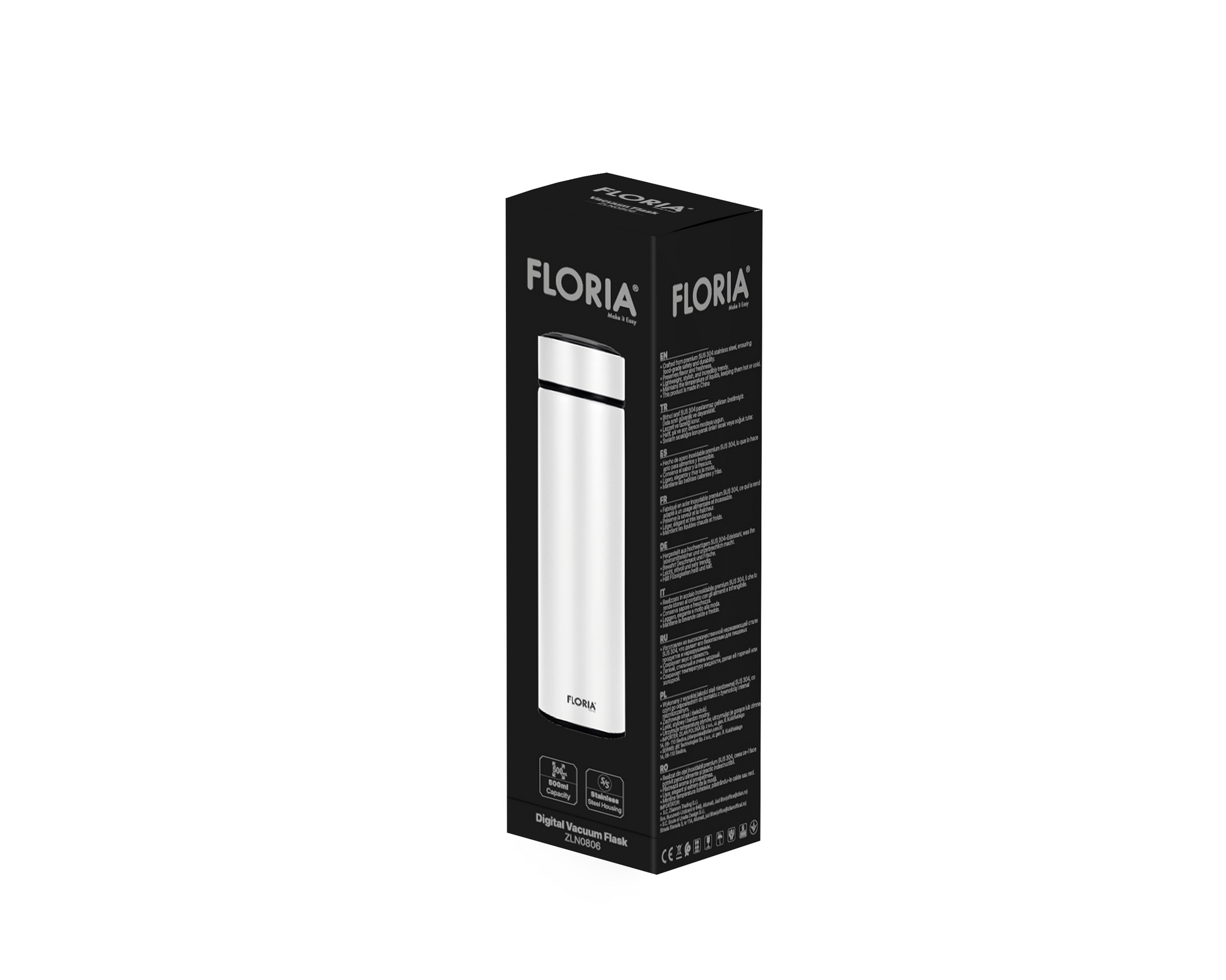 Termos digital Floria ZLN0806 din inox, capacitate 500ml, metine rece pana la 24 ore si cald pana la 18 ore