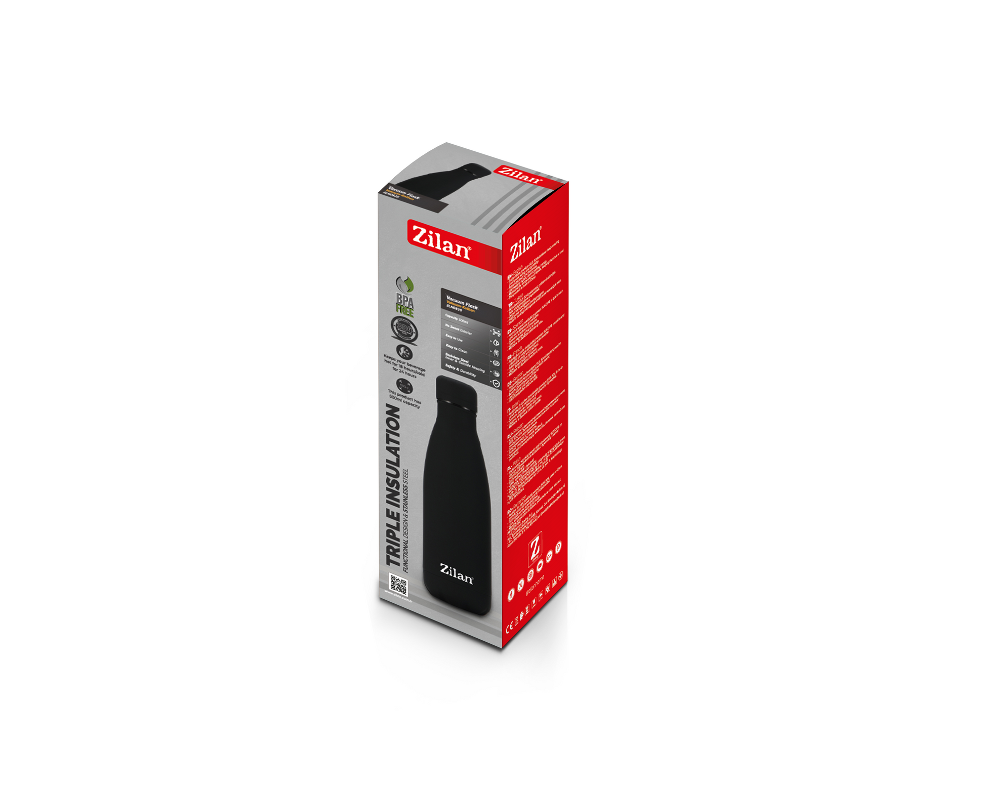 Sticla Termos Zilan ZLN0820 din inox, capacitate 500ml, metine rece pana la 24 ore si cald pana la 18 ore