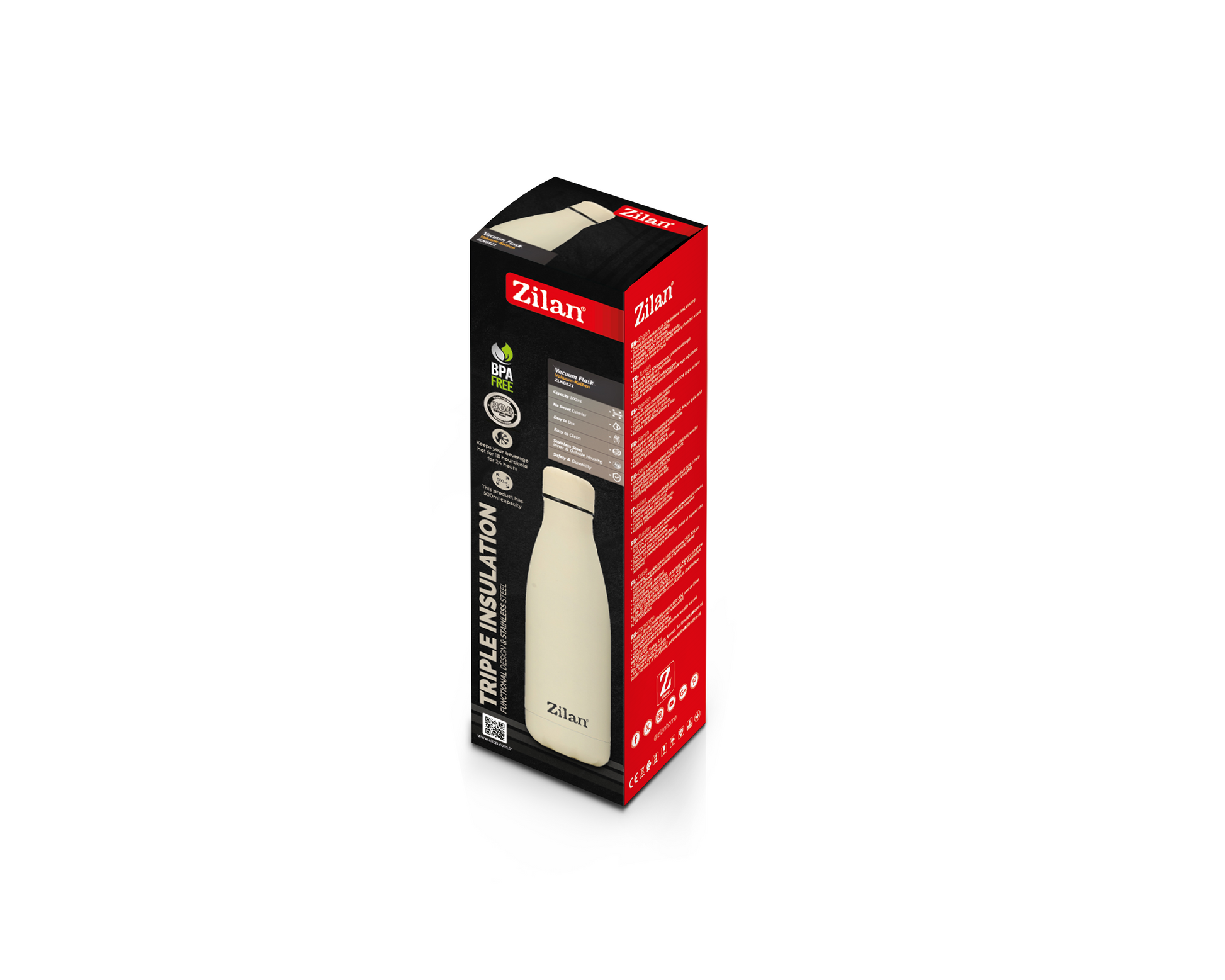 Sticla Termos Zilan ZLN0821 din inox, capacitate 500ml, metine rece pana la 24 ore si cald pana la 18 ore