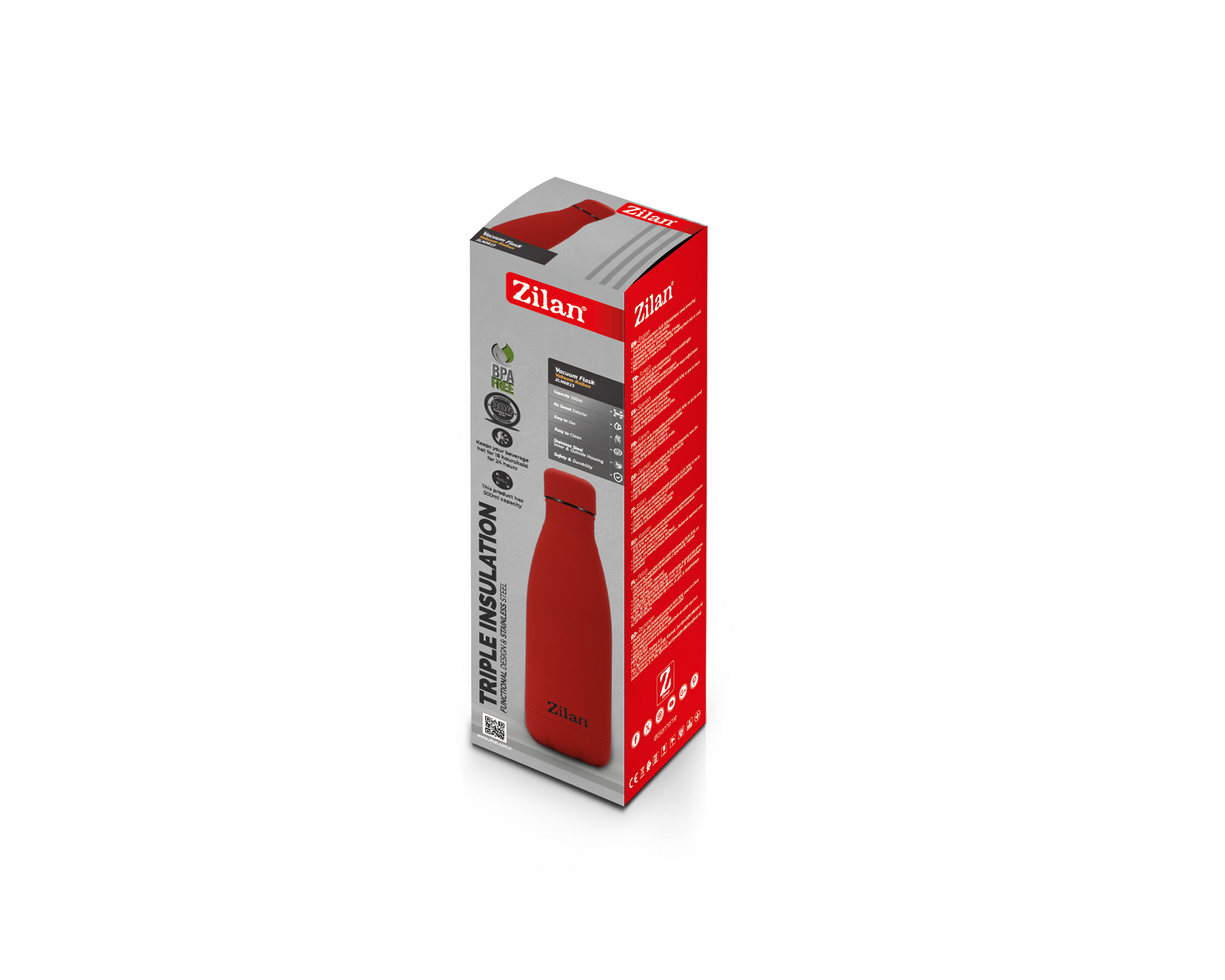Sticla Termos Zilan ZLN0823 din inox, capacitate 500ml, metine rece pana la 24 ore si cald pana la 18 ore
