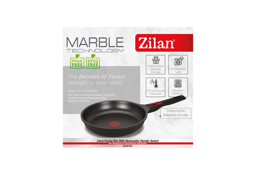 Tigaie Zilan ZLN0705 cu strat inductie, 24 cm, invelis non-aderent, maner detasabil