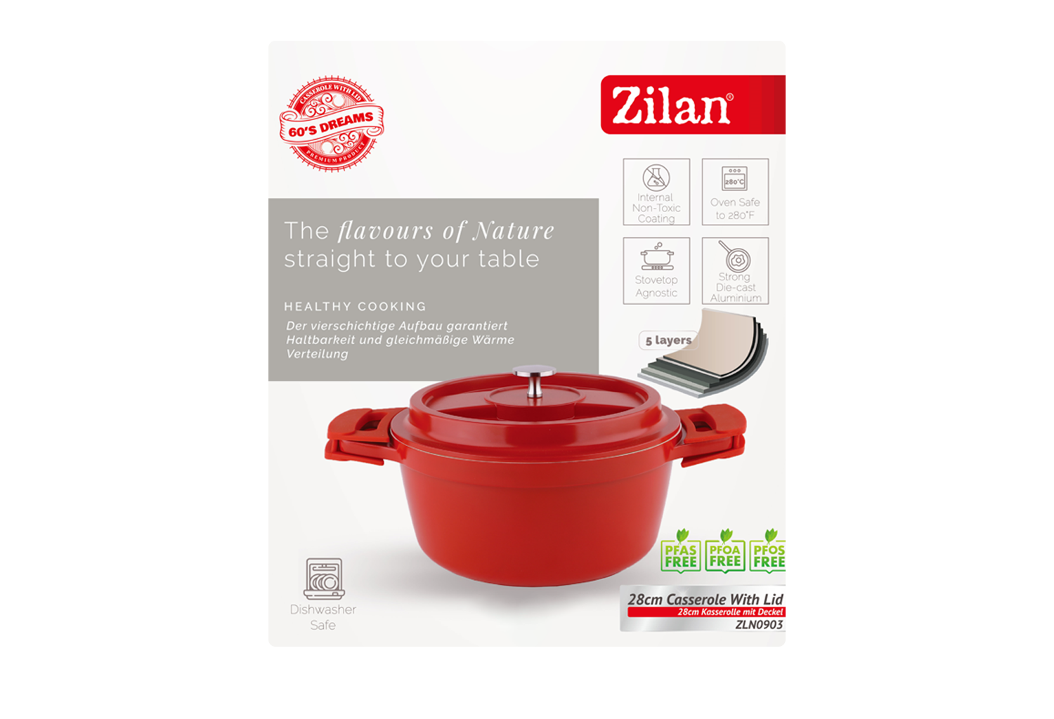 Oala RETRO Zilan ZLN0903 din 5 straturi de material, 28 cm diametru, Capacitate 6.3L