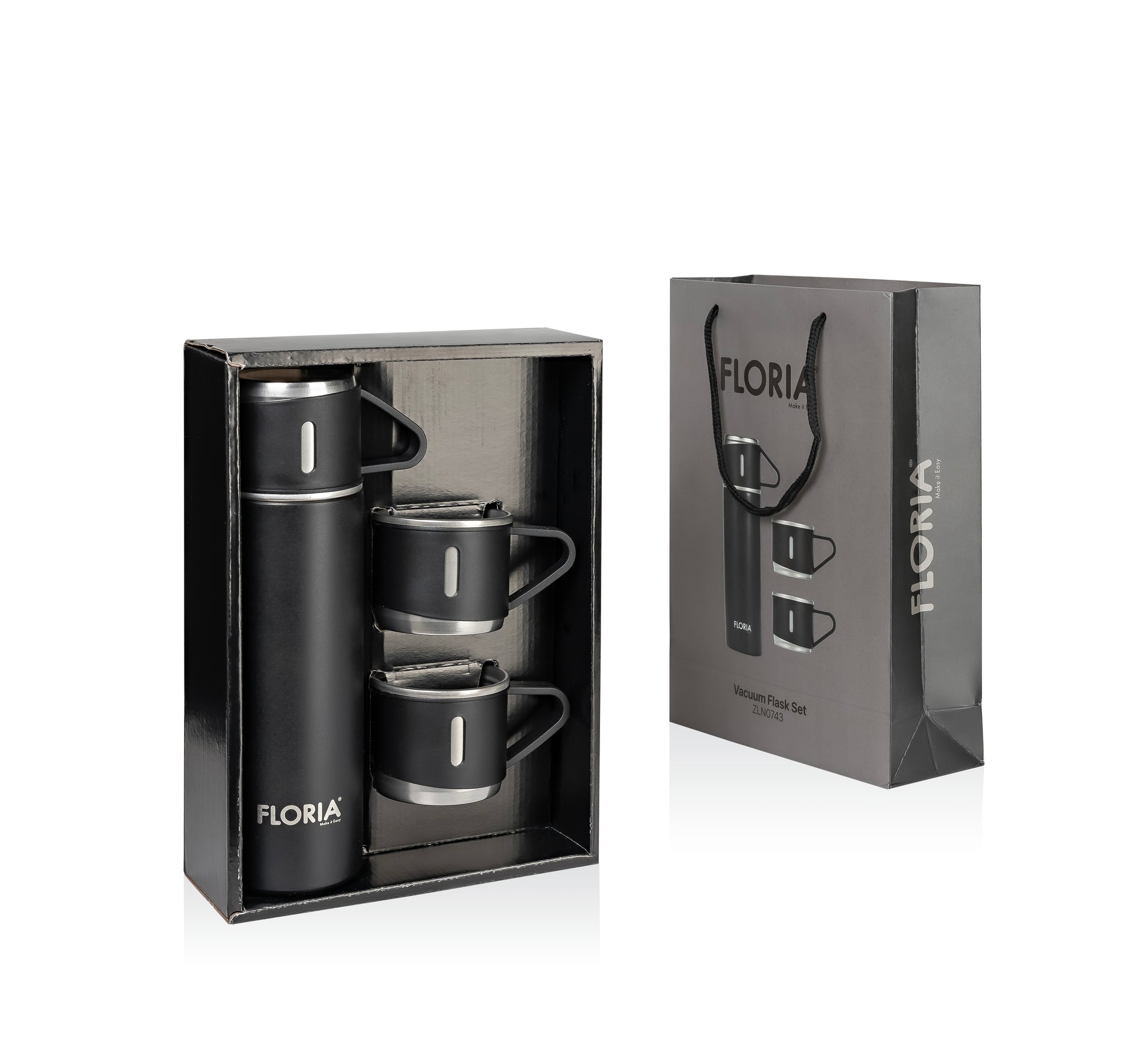 Termos Zilan ZLN0743 din inox, capacitate 500ml, 3 capace care pot fi folosite pe post de cana
