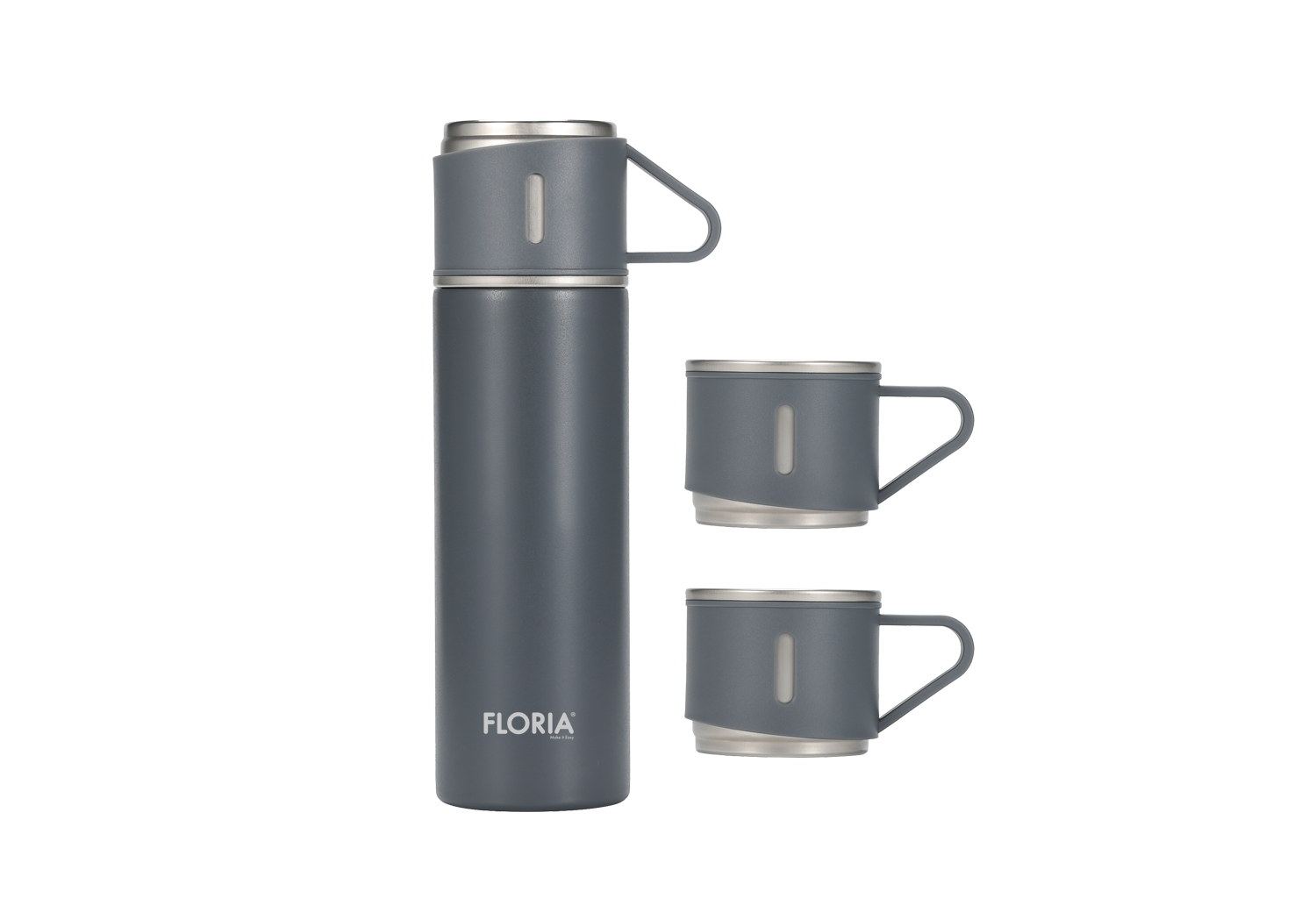 Termos Zilan ZLN0745 din inox, capacitate 500ml, 3 capace care pot fi folosite pe post de cana