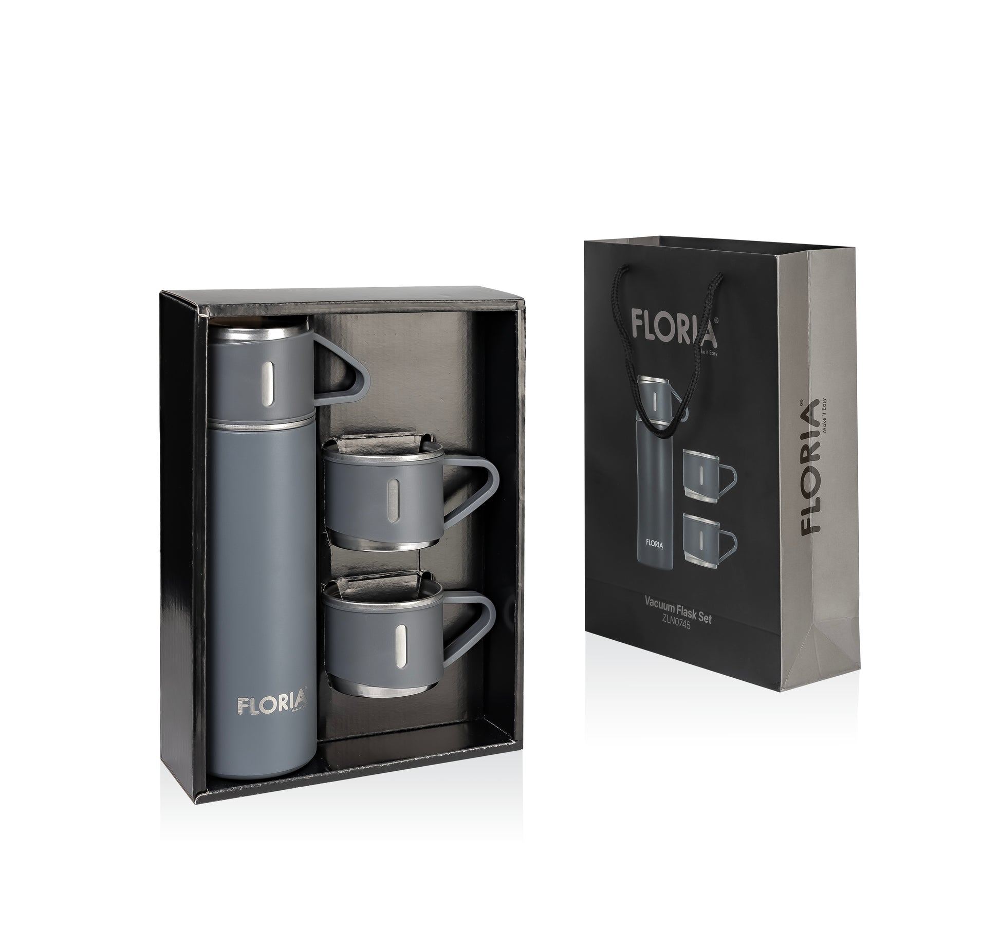 Termos Zilan ZLN0745 din inox, capacitate 500ml, 3 capace care pot fi folosite pe post de cana