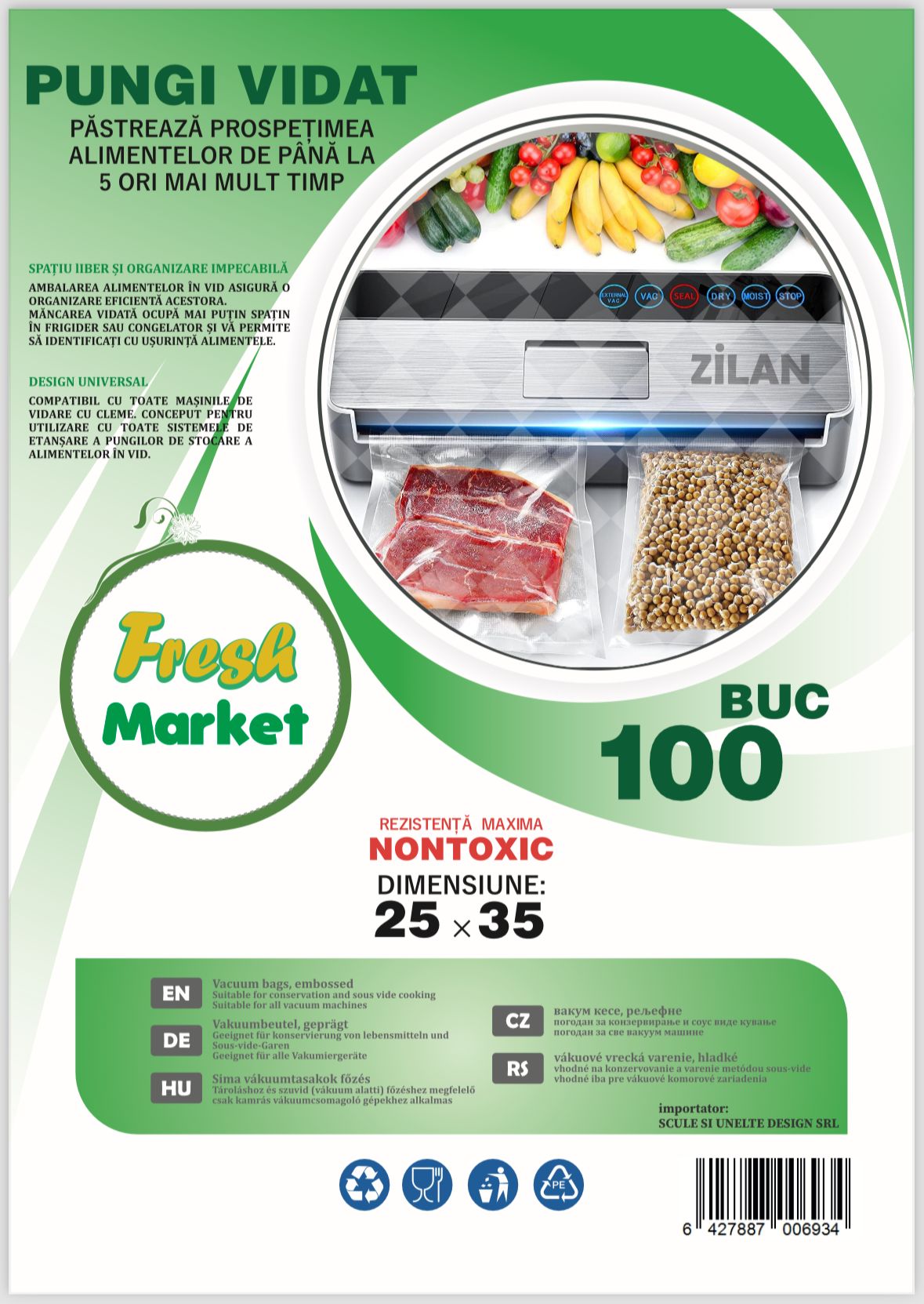 Set 100 pungi de vidat Gofrate 25x35 cm ZTS8478