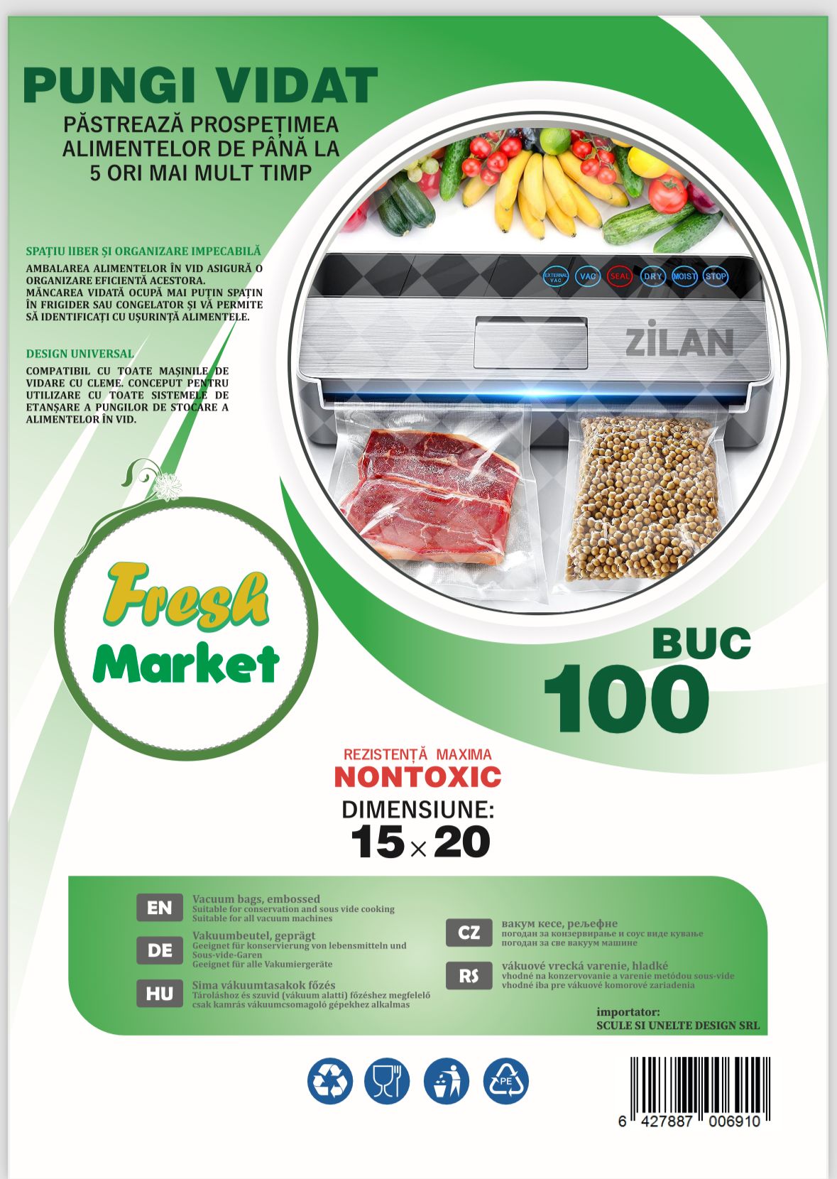 Set 100 pungi de vidat Gofrate 15x20 cm ZTS8476