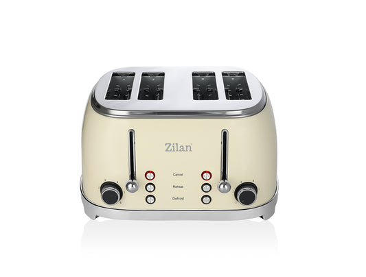 Prajitor de paine Retro Zilan ZLN1214, 4 felii de paine, 1500W, 6 trepte, dezghetare, reincalzire, picioruse antiderapante