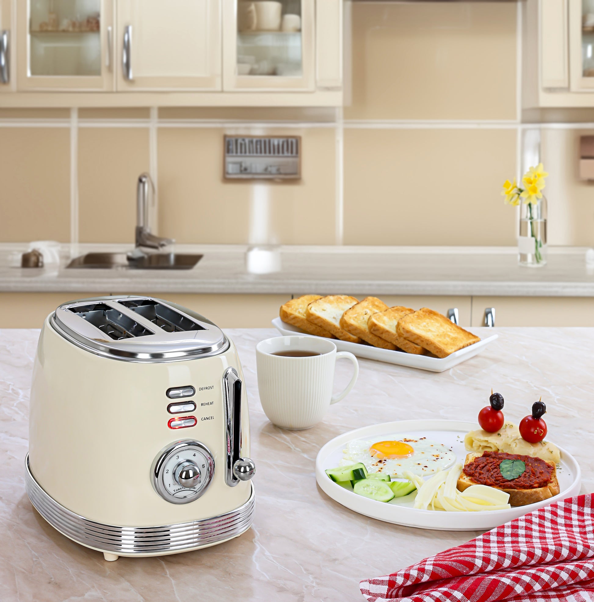 Prajitor de paine Retro Zilan ZLN1191, 2 felii de paine, 850W, 6 trepte de temperatura si timer, dezghetare, reincalzire, picioruse antiderapante