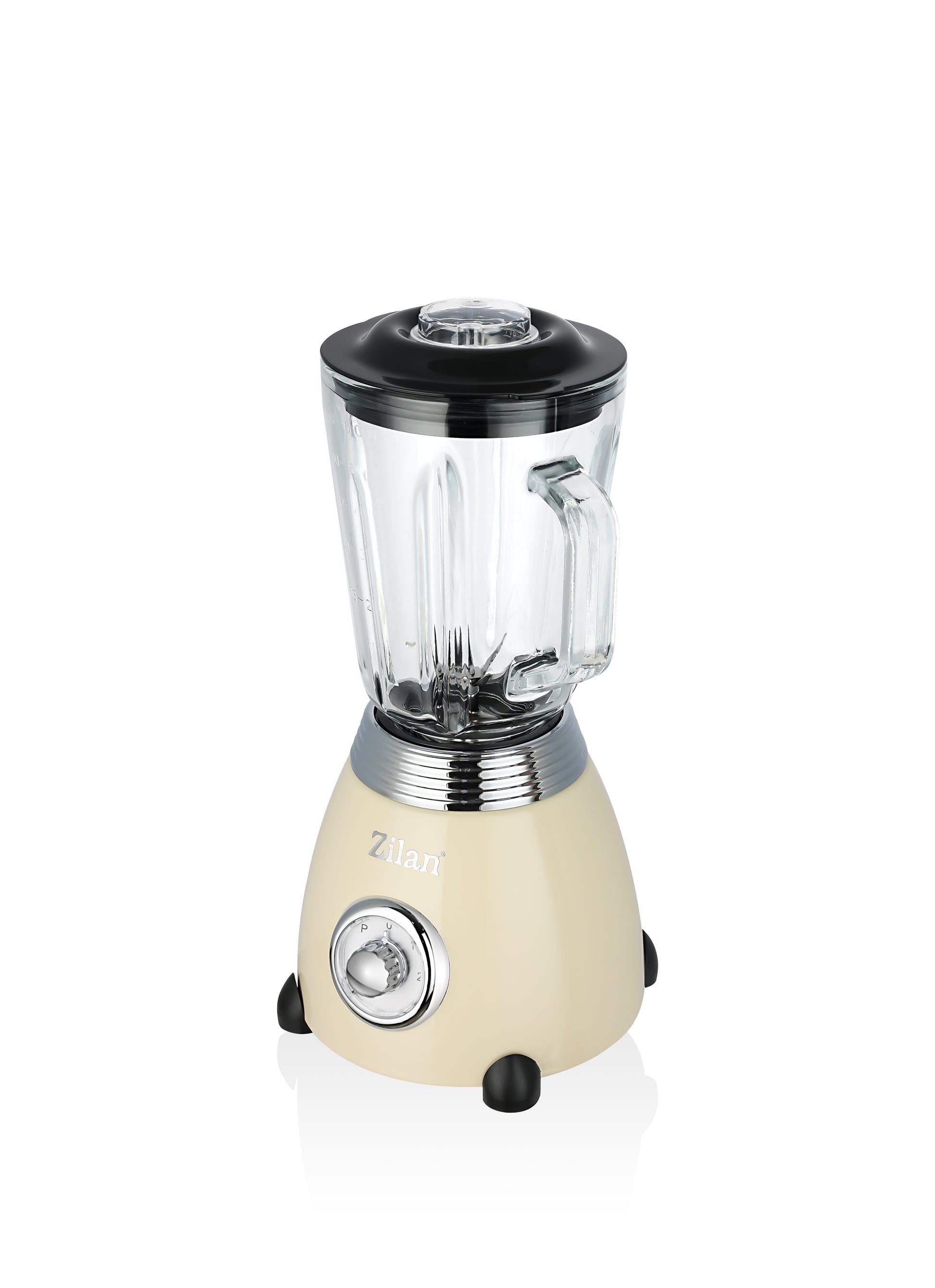 Blender Retro Zilan ZLN1207, putere 500W, capacitate 1.5L, 2 trepte de viteza, functie Pulse, vas din sticla, lame din otel inoxidabil