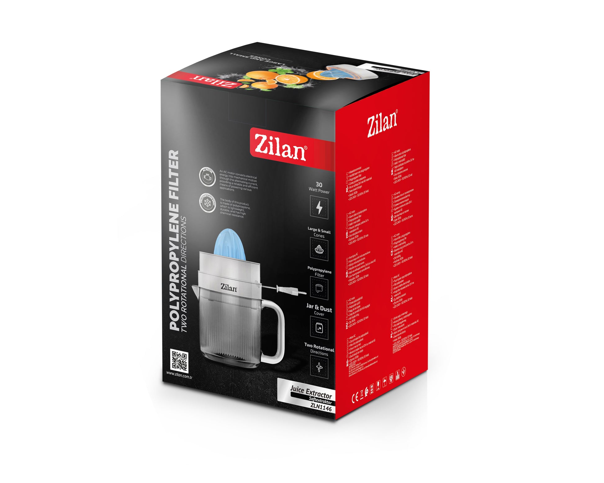 Storcator de citrice Zilan ZLN1146, motor AC, 30W, rotatie in 2 directii, zgomot 80dB