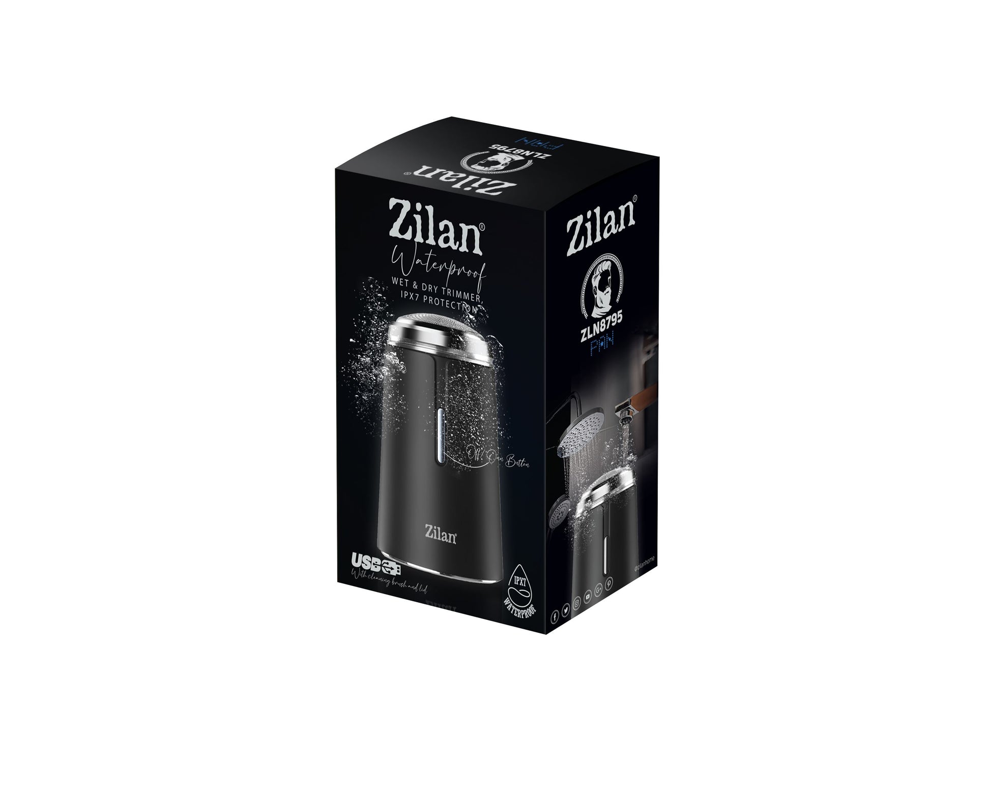 Aparat de ras mini shaver Zilan ZLN8795 Pan, protectie IPx7, lame din otel inoxidabil, buton on/off