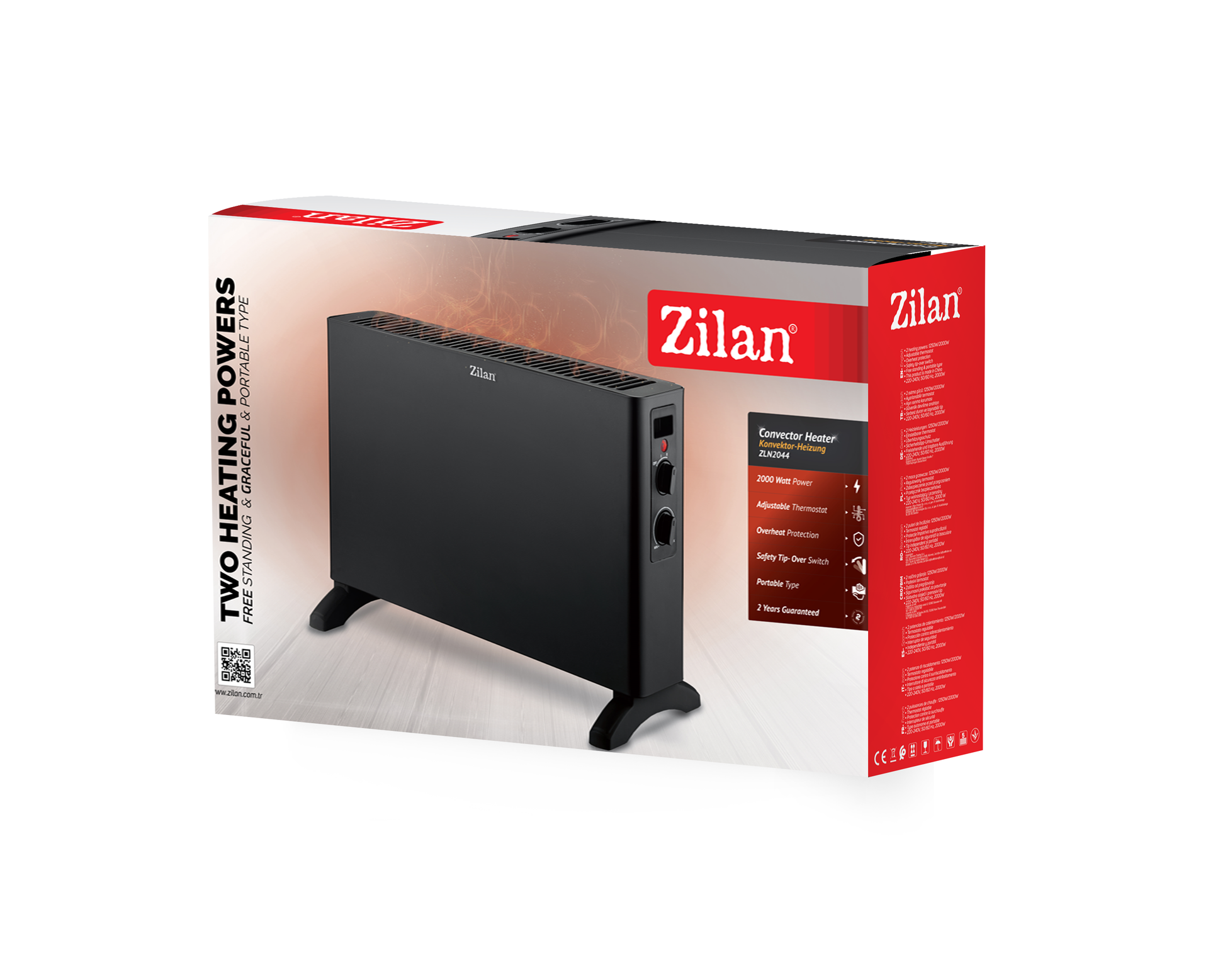 Convector electric Zilan ZLN2044, 2 trepte de viteza 1250W-2000W, termostat reglabil, protectie la supraincalzire