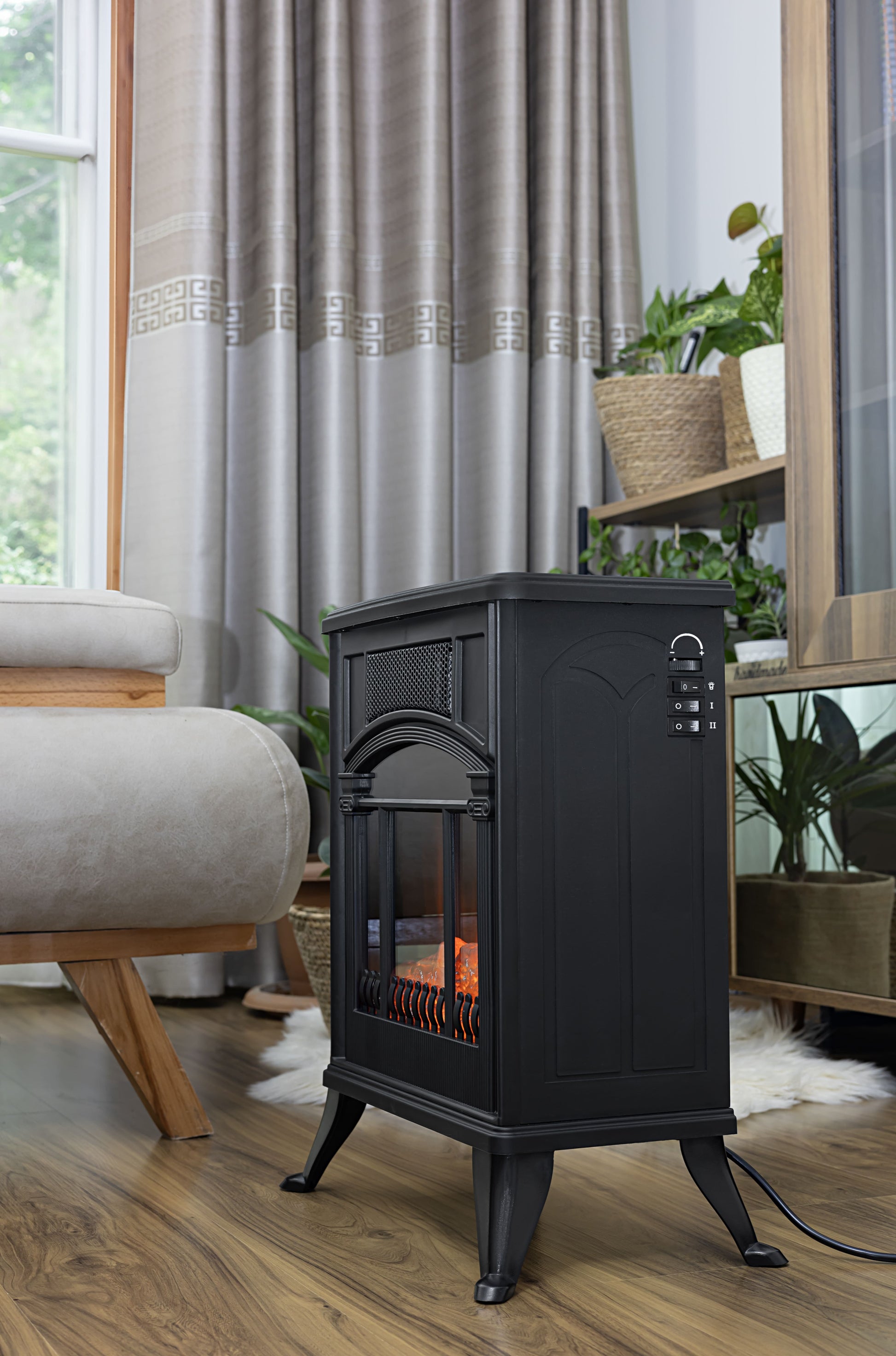 Semineu electric Zilan ZLN2051, 2 trepte de putere 1900W, element de incalzire PTC, afisaj realistic