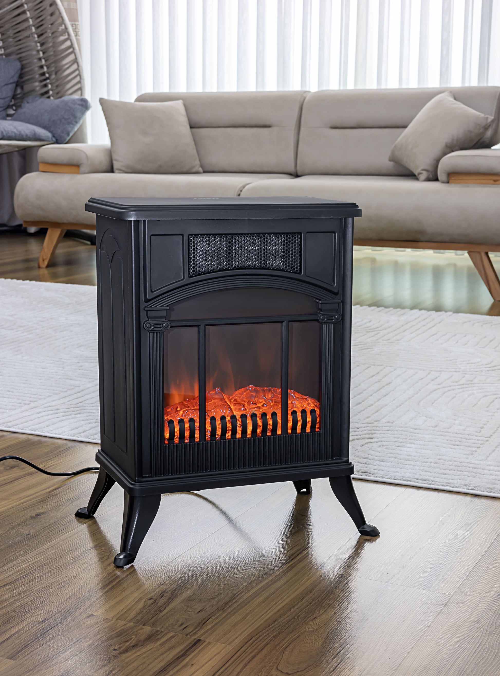 Semineu electric Zilan ZLN2051, 2 trepte de putere 1900W, element de incalzire PTC, afisaj realistic