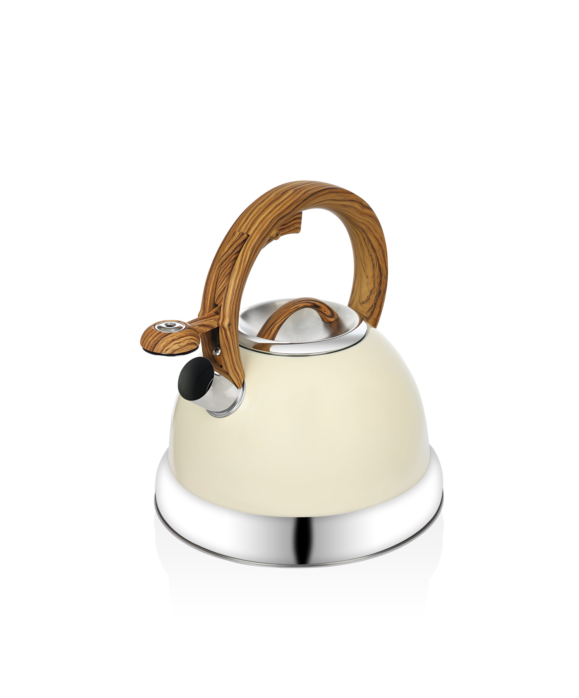 Ceainic Retro din inox cu fluier Zilan ZLN1290, Culoare crem, Compatibil gaz, electric  inductie, Capacitate 3.5L