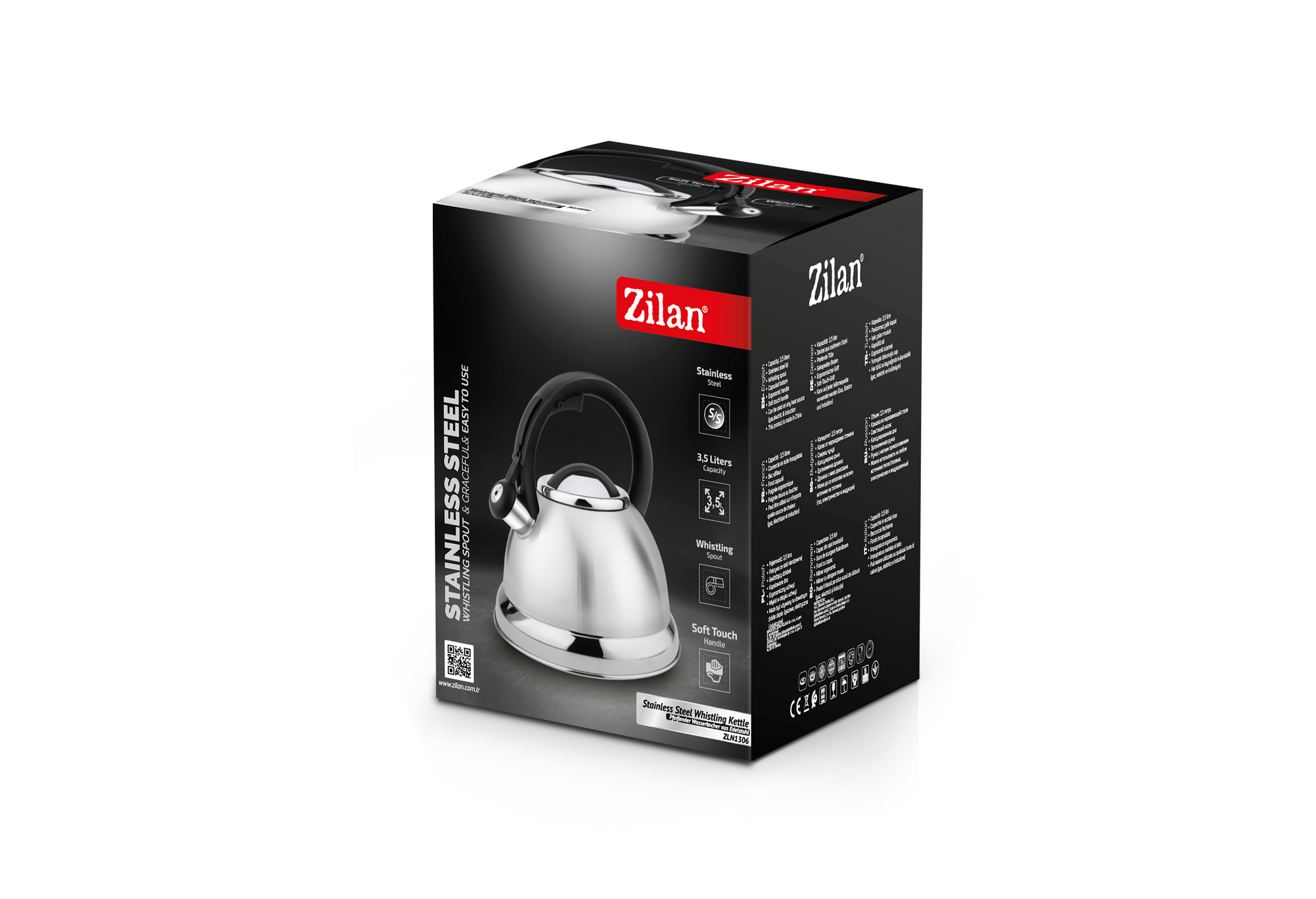 Ceainic cu fluier Zilan ZLN1306 din otel inoxidabil, Compatibil gaz, electric  inductie, Capacitate 3.5L