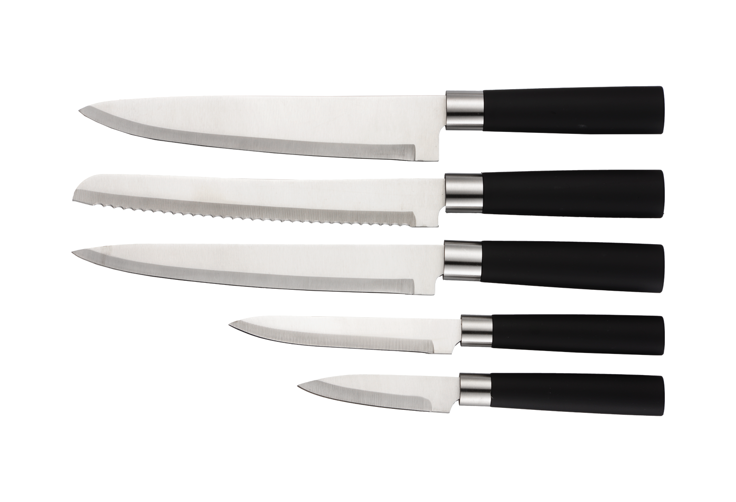 Set cutite 6 piese RETRO Zilan ZLN1609, Suport inclus, Otel inoxidabil 3CR13, Compatibil masina de spalat vase, Negru