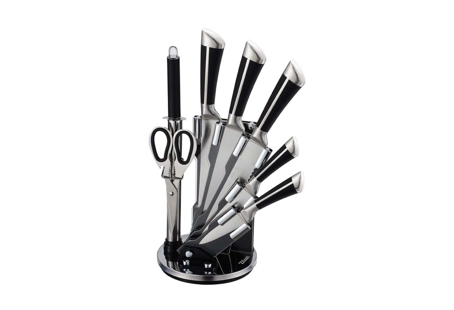 Set cutite 8 piese Zilan ZLN1634, Suport inclus, Otel inoxidabil 3CR13, Compatibil masina de spalat vase