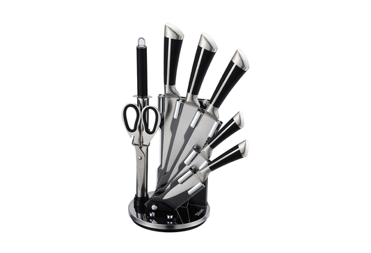 Set cutite 8 piese Zilan ZLN1634, Suport inclus, Otel inoxidabil 3CR13, Compatibil masina de spalat vase