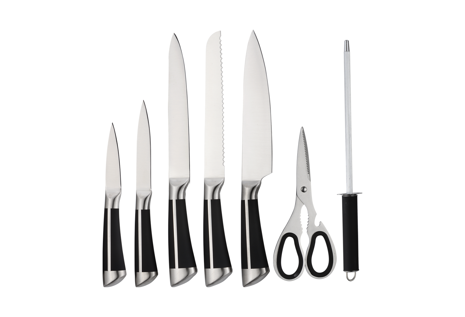 Set cutite 8 piese Zilan ZLN1634, Suport inclus, Otel inoxidabil 3CR13, Compatibil masina de spalat vase