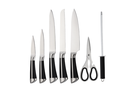 Set cutite 8 piese Zilan ZLN1634, Suport inclus, Otel inoxidabil 3CR13, Compatibil masina de spalat vase