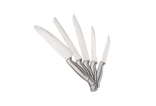 Set cutite 6 piese Zilan ZLN1641, Suport inclus din bambus, Cutite din otel inoxidabil 3CR13, Compatibil masina de spalat vase