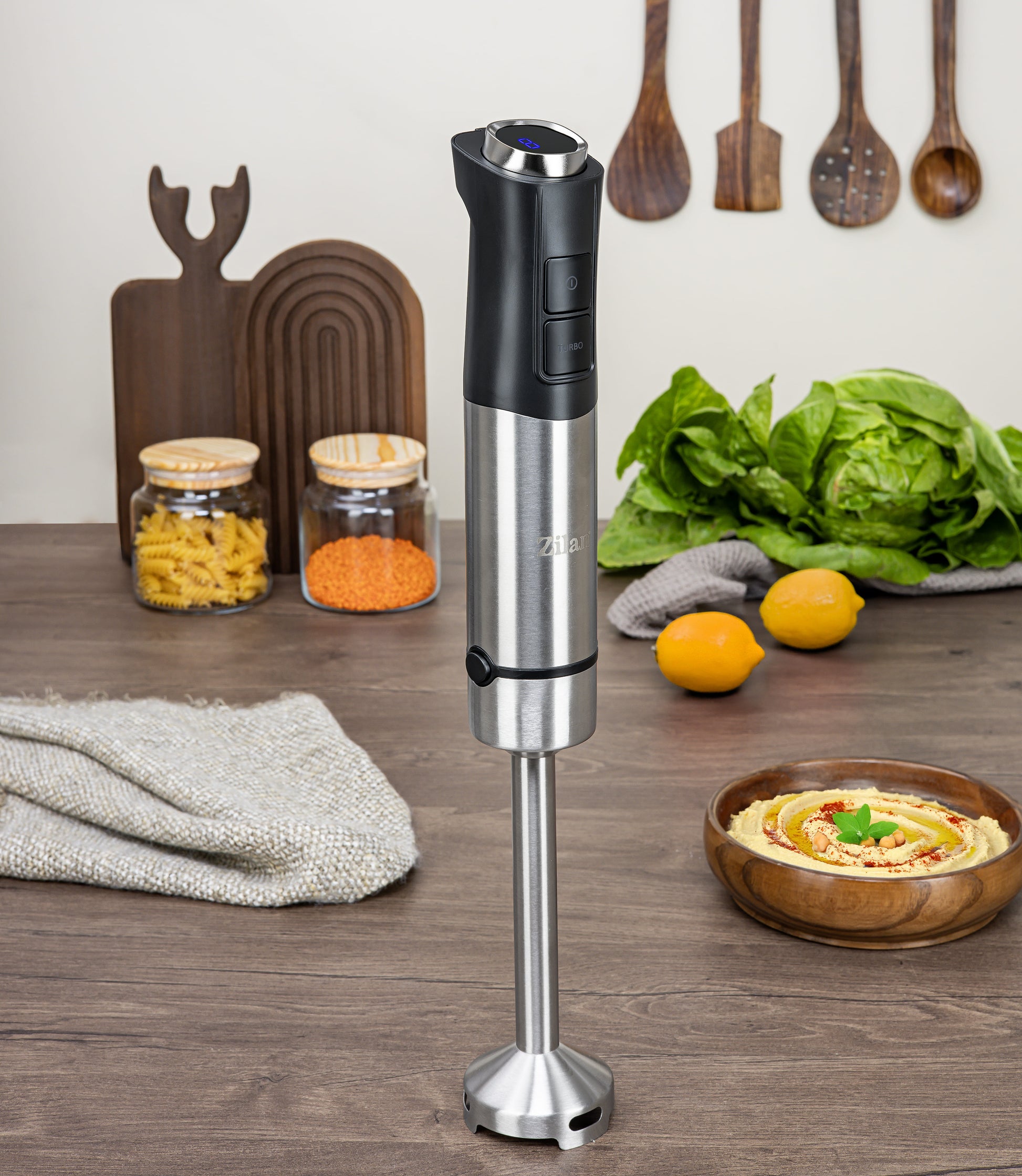 Mixer vertical Zilan ZLN3984, Putere 1200W, 12 trepte de viteza, Functie Turbo, Afisaj digital, Inox