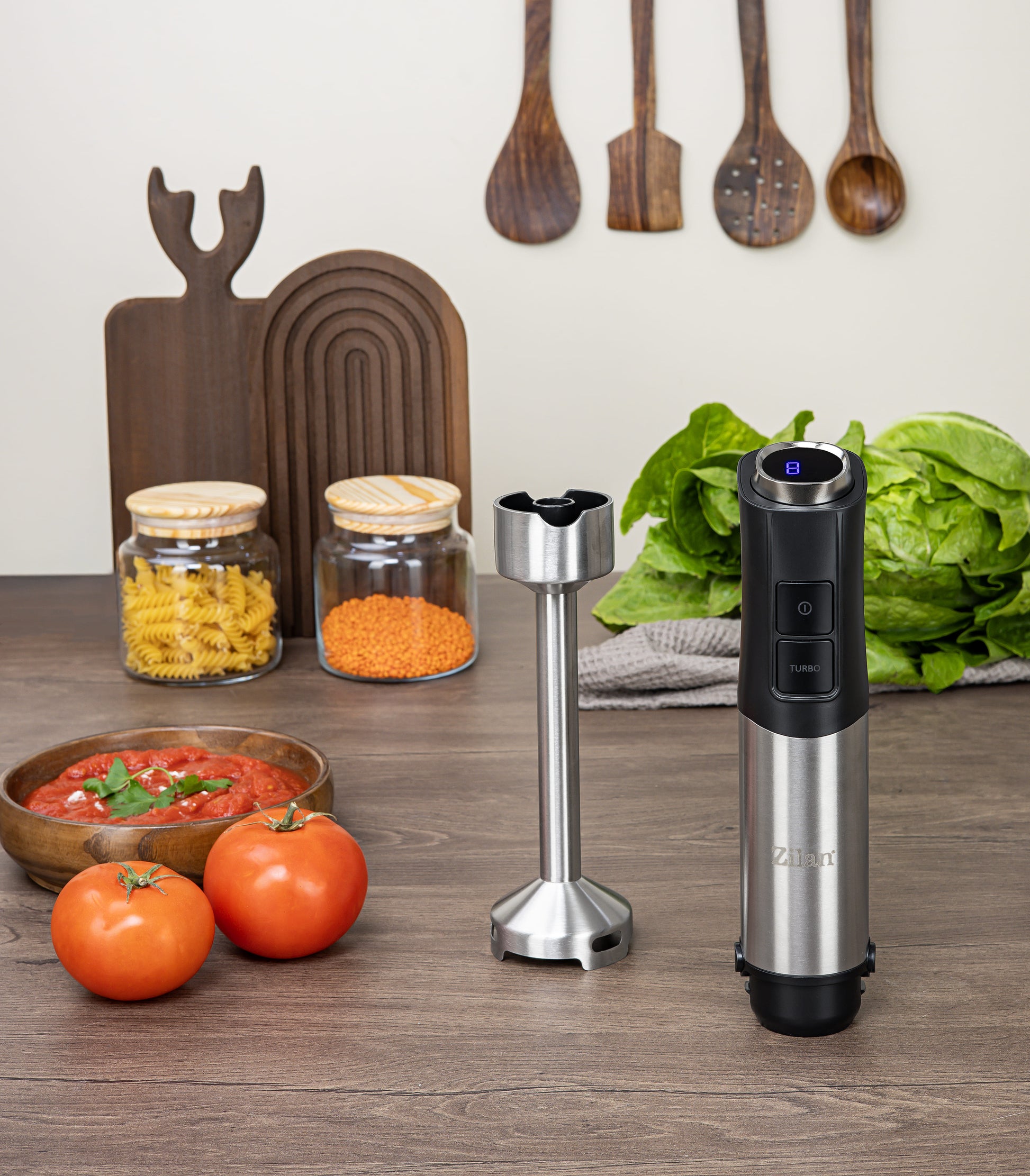 Mixer vertical Zilan ZLN3984, Putere 1200W, 12 trepte de viteza, Functie Turbo, Afisaj digital, Inox