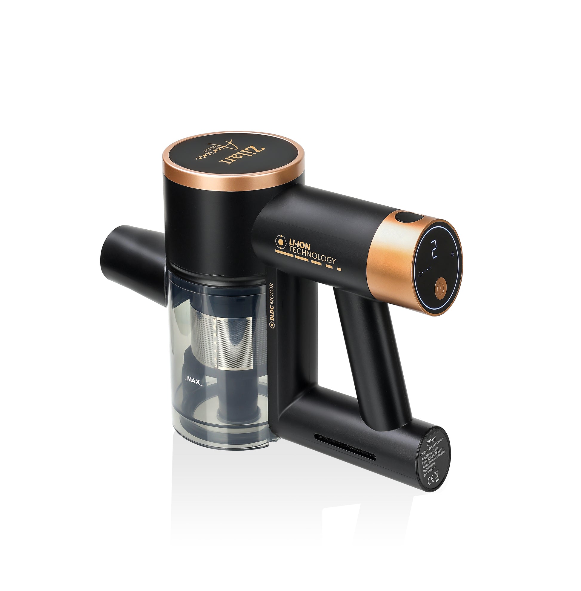 Aspirator vertical Zilan ZLN3099 Aurum, Putere 220W, Capacitate 350ml, Baterie 2500mAh, 6 trepte de viteza, Tub pliabil