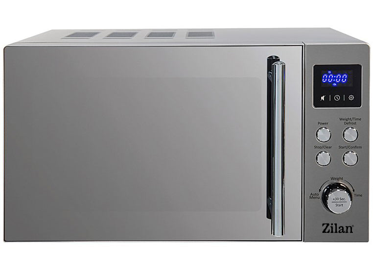 Cuptor cu microunde digital Zilan ZLN1238, Putere 700W, Capacitate 20L, Functie de dezghetare, Panou din inox, Afisaj digital