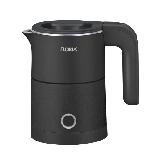 Fierbator electric Floria ZLN1733, Capacitate 500ml, Putere 1000W, Pereti dublii, Inox, Negru