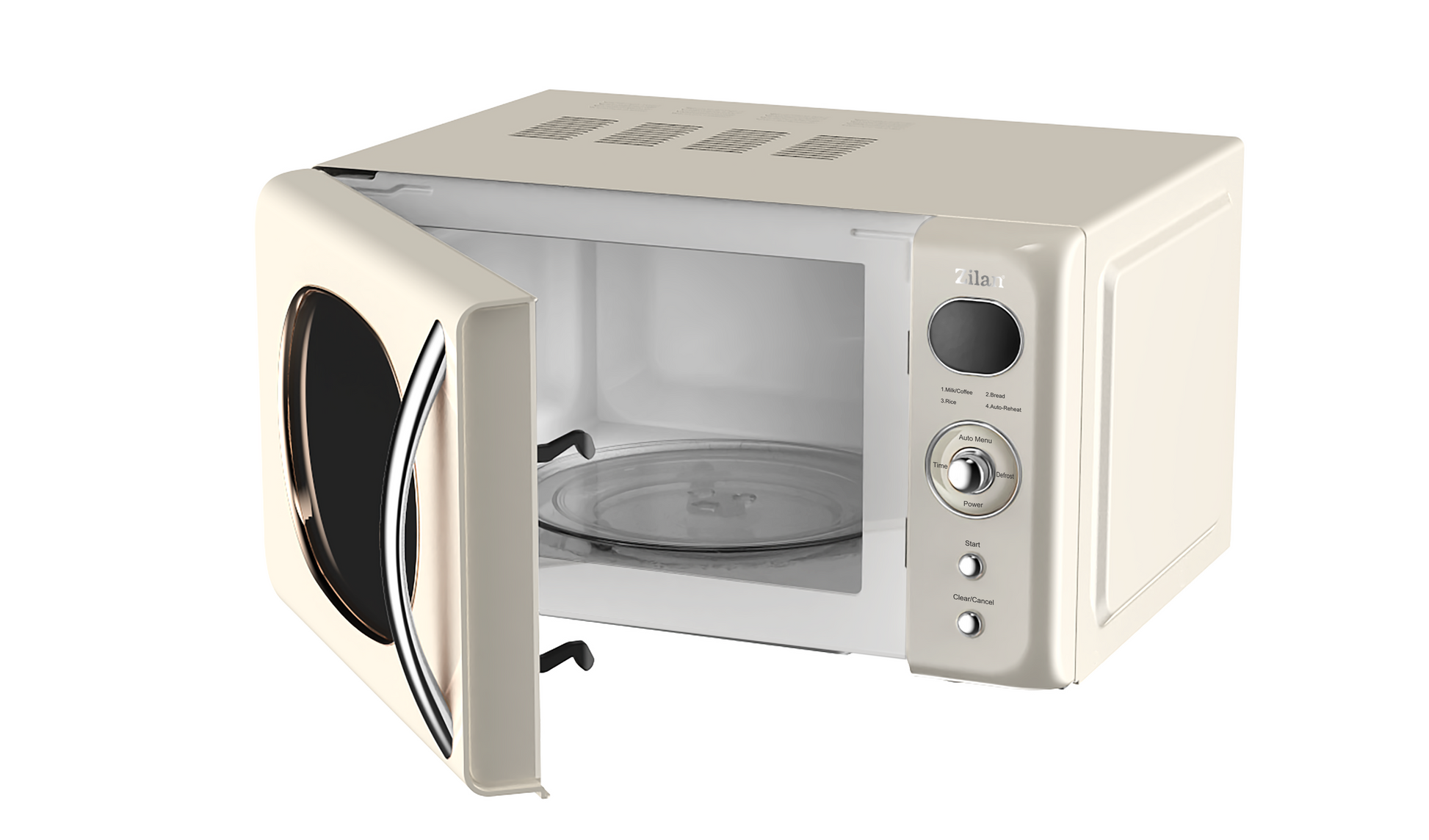 Cuptor cu microunde Zilan ZLN1245 RETRO, Putere 700W, Capacitate 20L, Functie de dezghetare, Afisaj digital, Temporizator