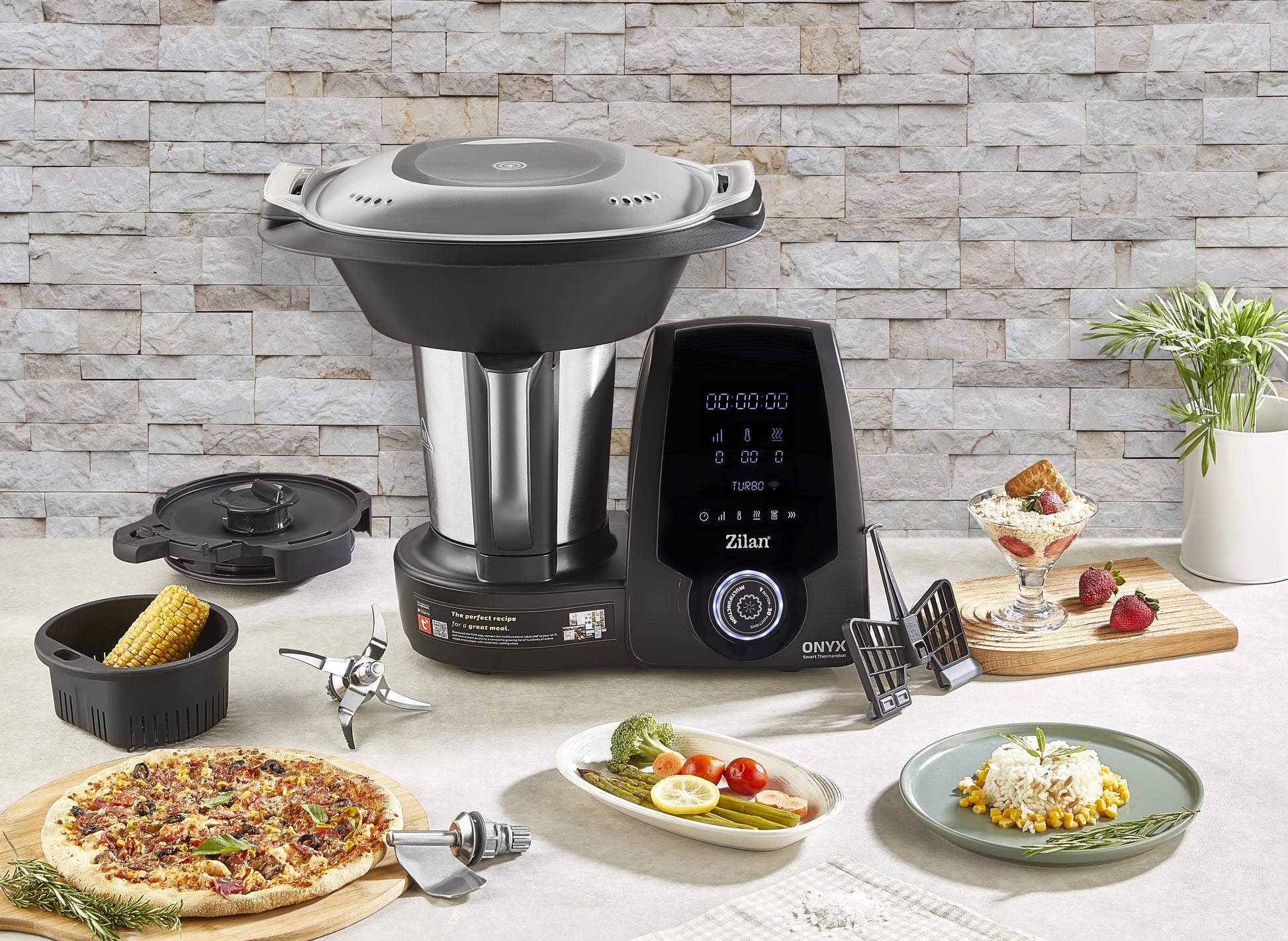 Robot de bucatarie Zilan ZLN9334 ONYX multifunctional Thermorobot, 1700W, Capacitate 3.3L, 30 de functii, Afisaj digital LED, aplicatie mobil